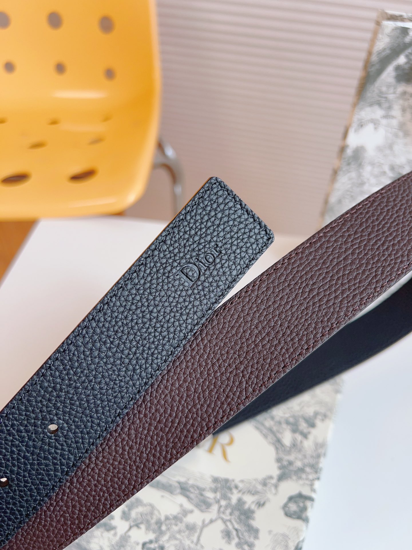 Dior Male Leather Belt Top Grain Leather 35mm