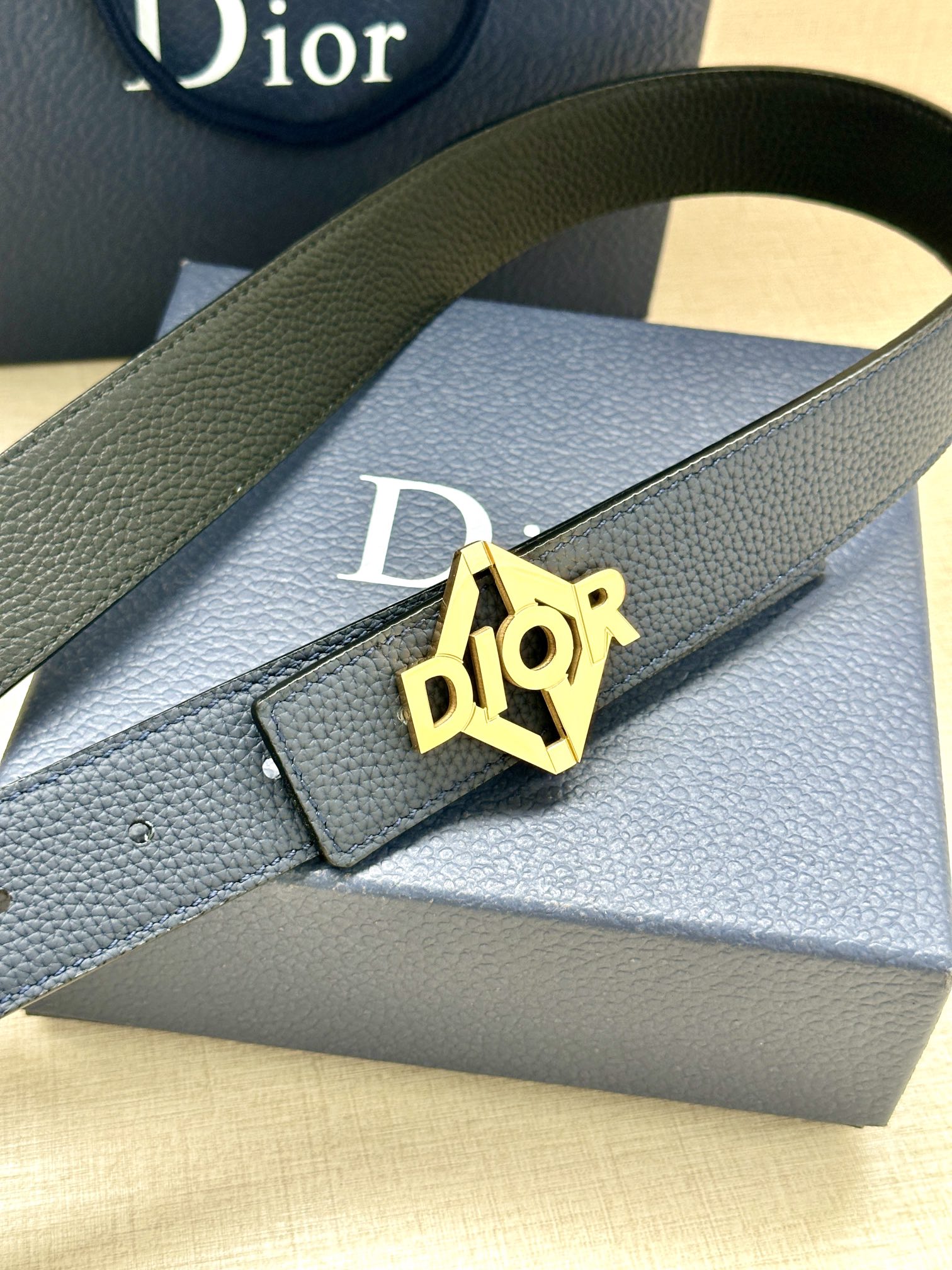 Dior Male Basic Belt Cow Leather Black Adjustable M