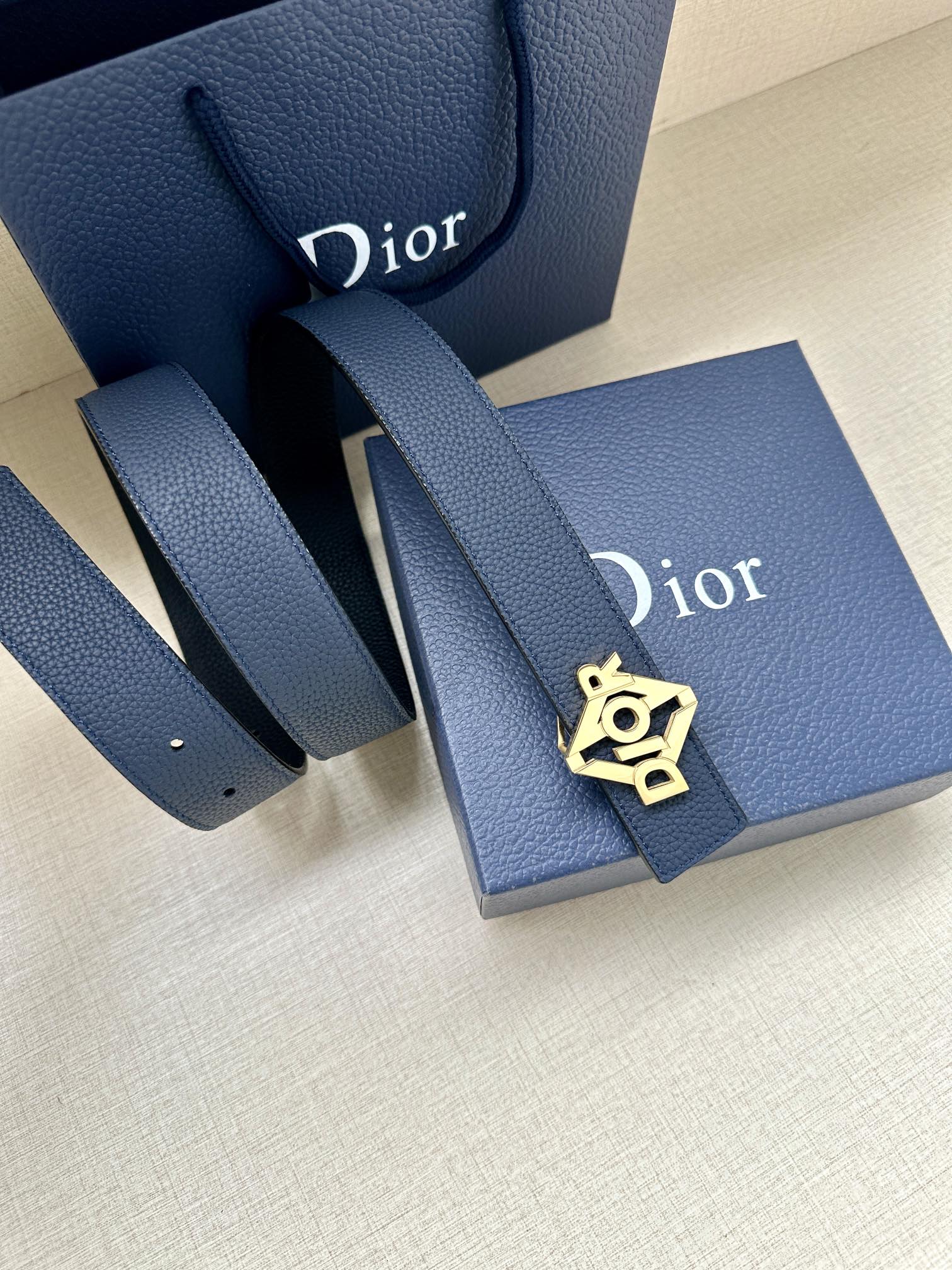 Dior Male Basic Belt Cow Leather Black Adjustable M