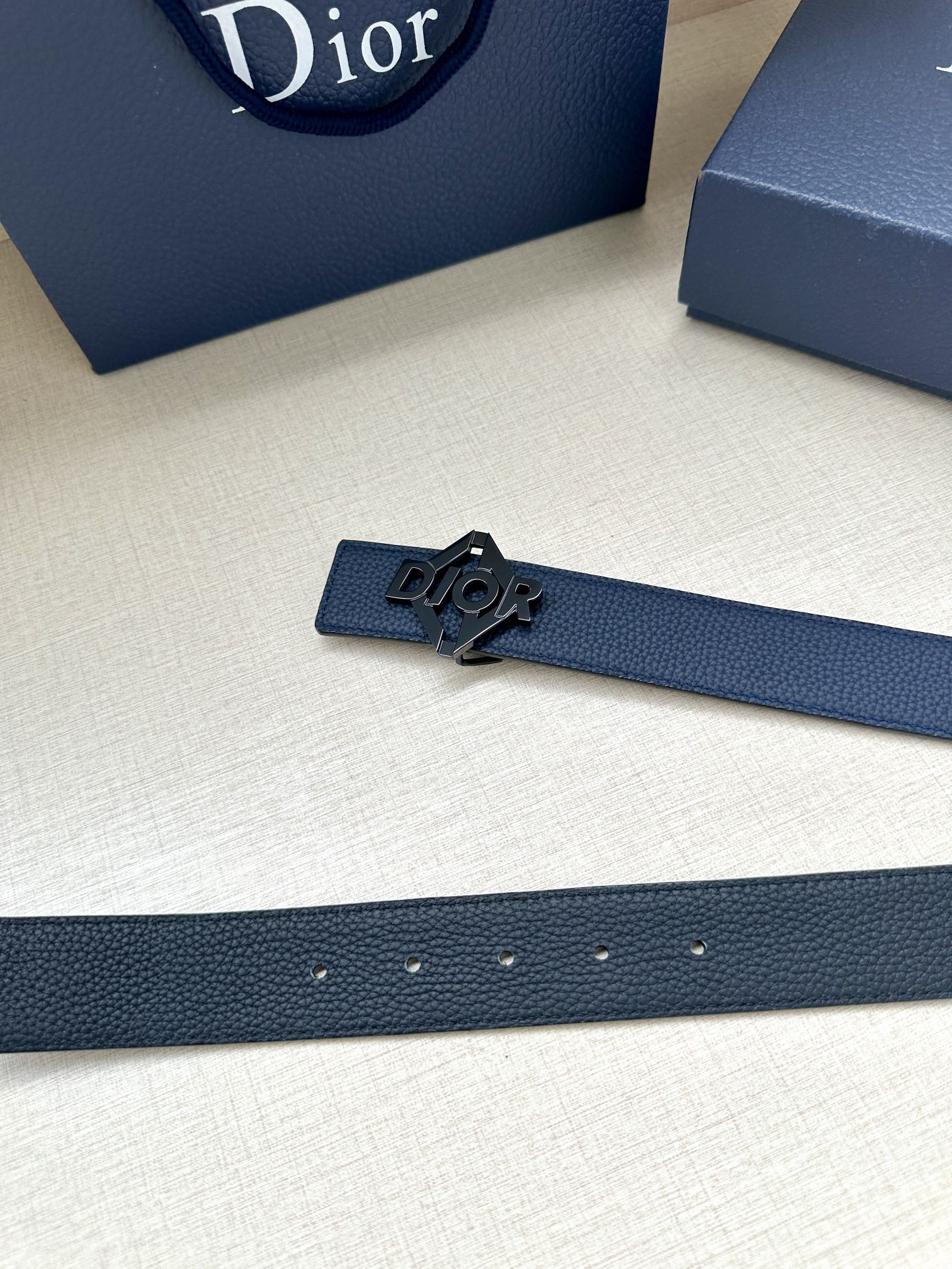 Dior Male Basic Belt Cow Leather Black Adjustable M