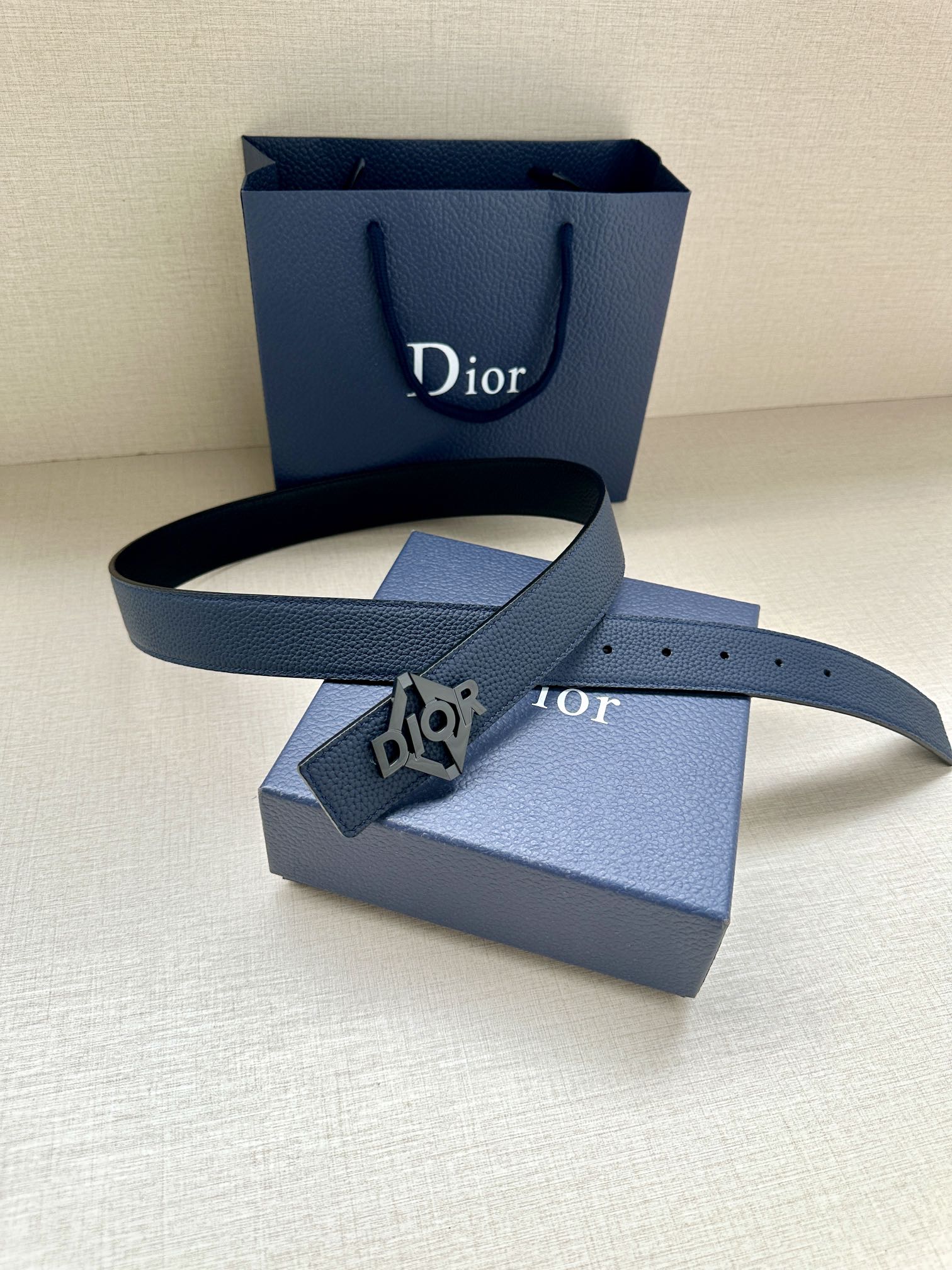 Dior Male Basic Belt Cow Leather Black Adjustable M