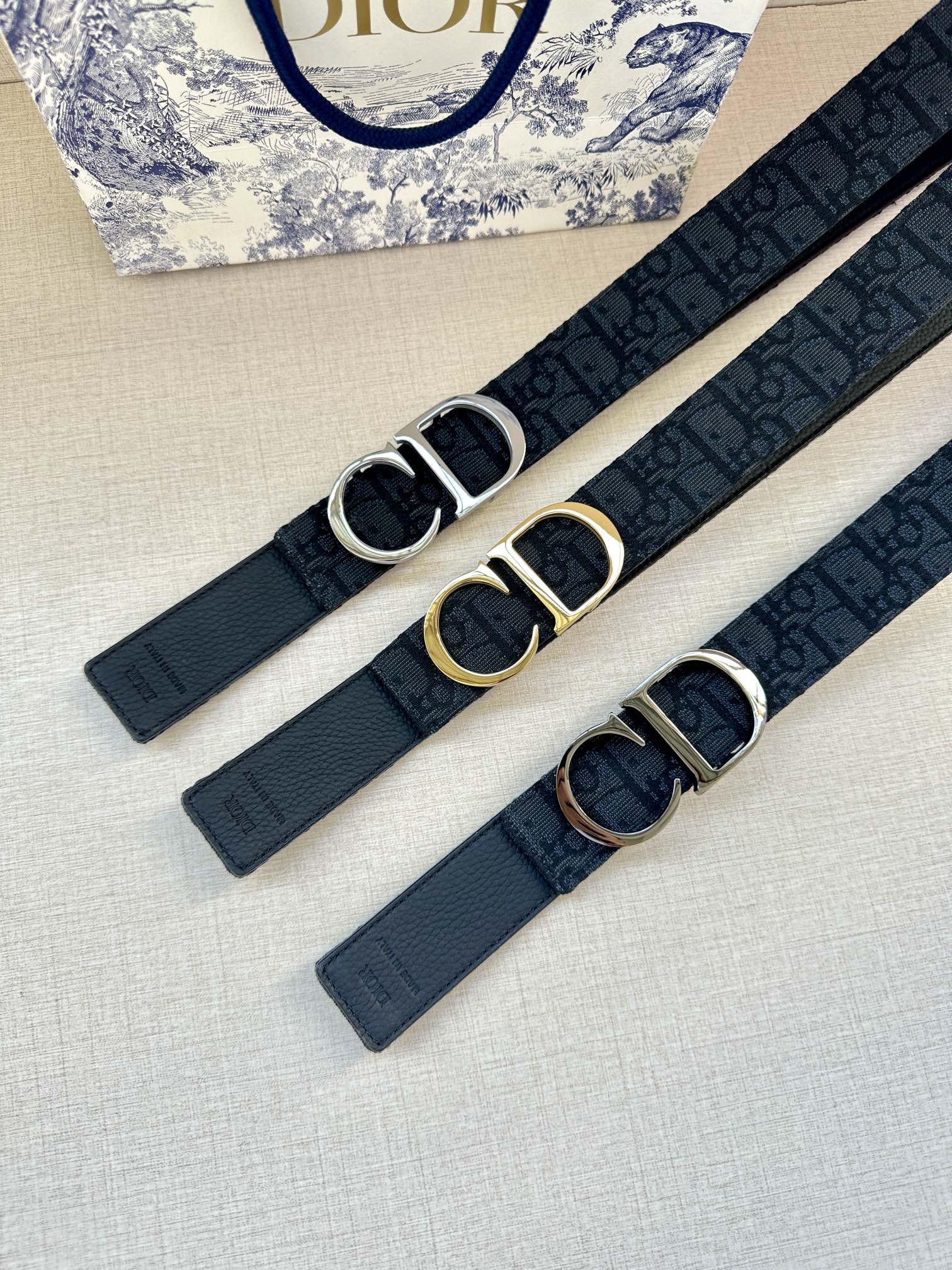 Dior Male Basic Belt Gold M-l