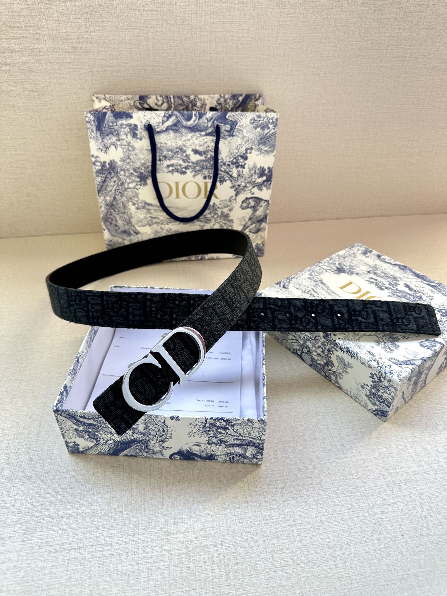 Dior Male Basic Belt Gold M-l