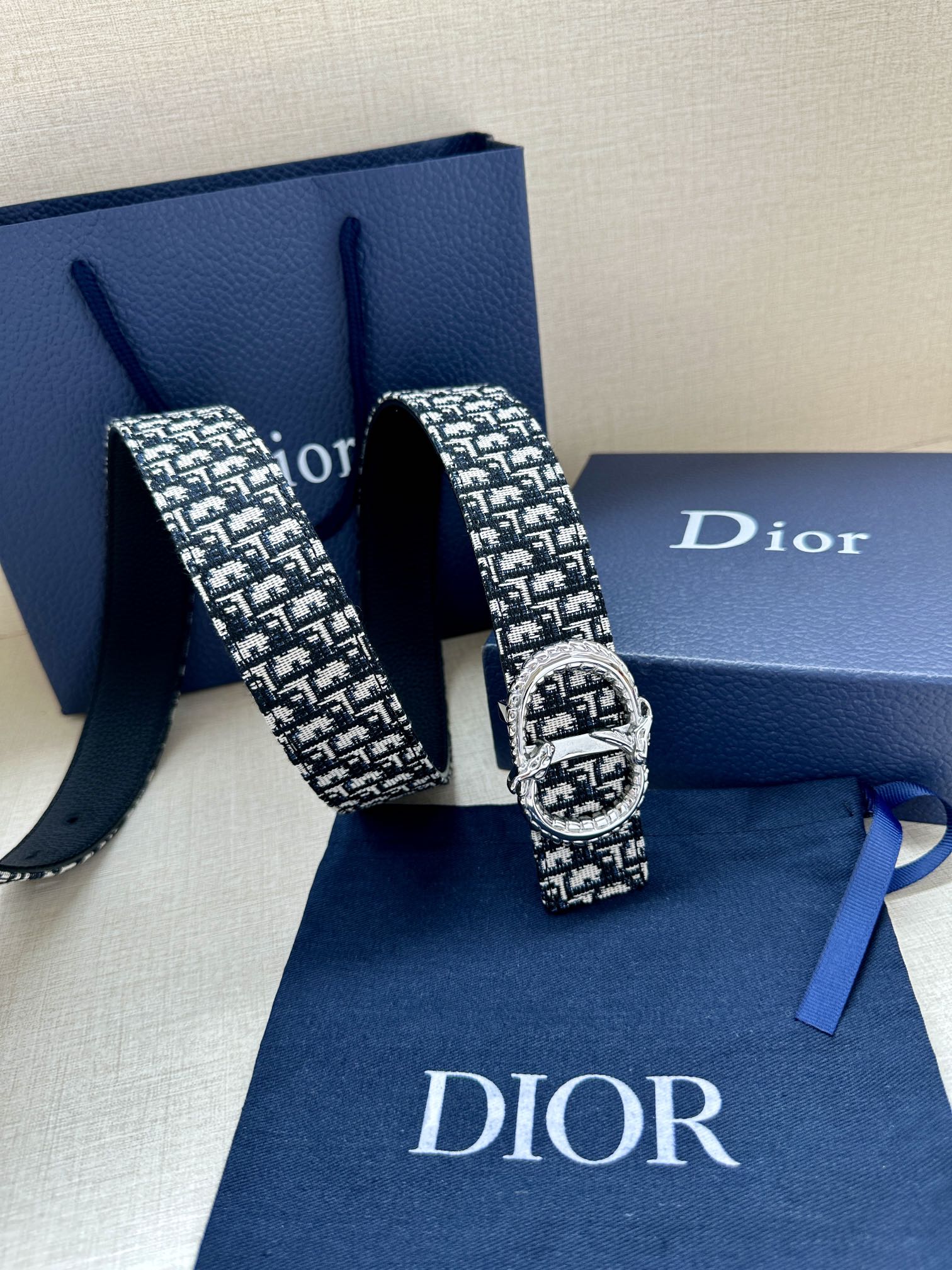 Dior Male Leather Belt Top Grain Leather M