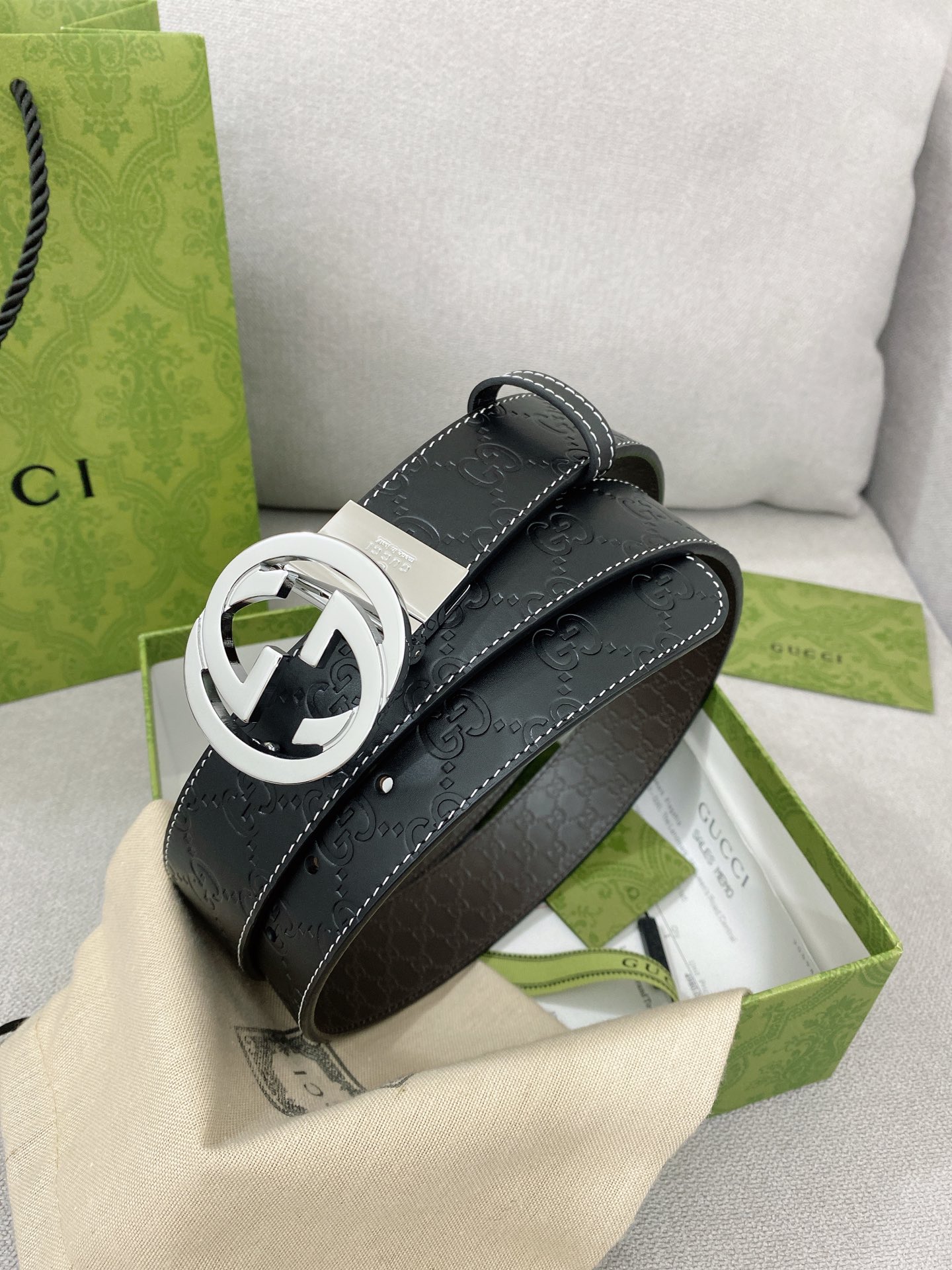 Gucci Male Leather Belt Top Grain Leather M