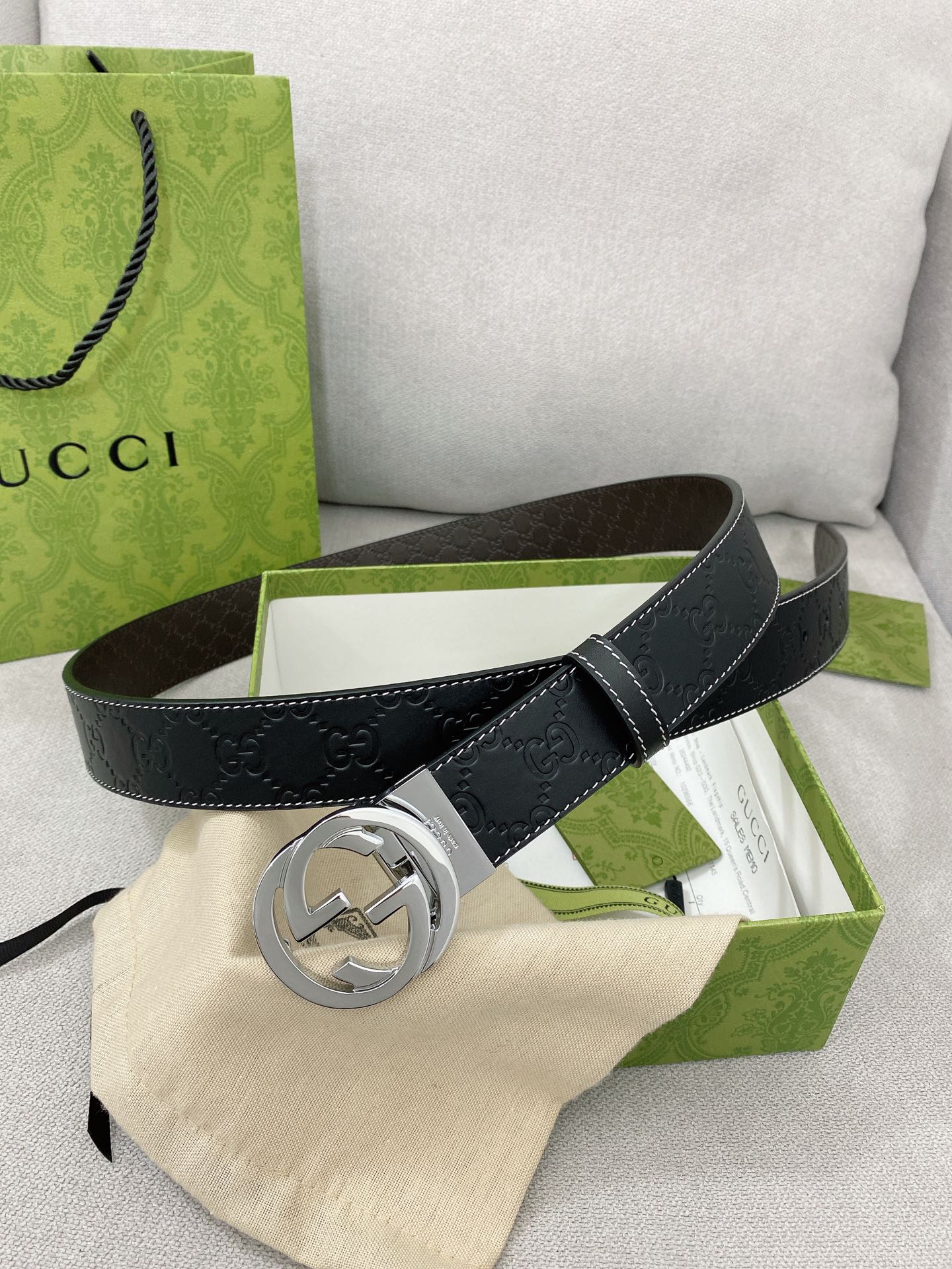 Gucci Male Leather Belt Top Grain Leather M