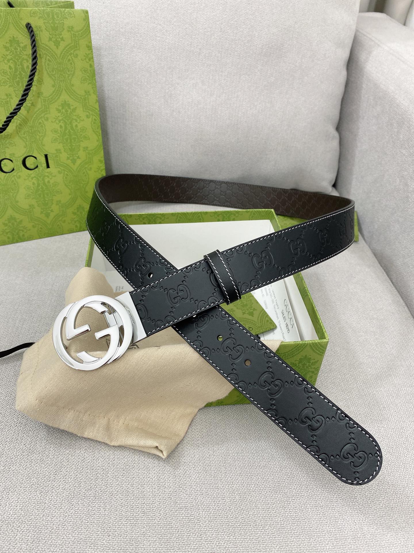 Gucci Male Leather Belt Top Grain Leather M