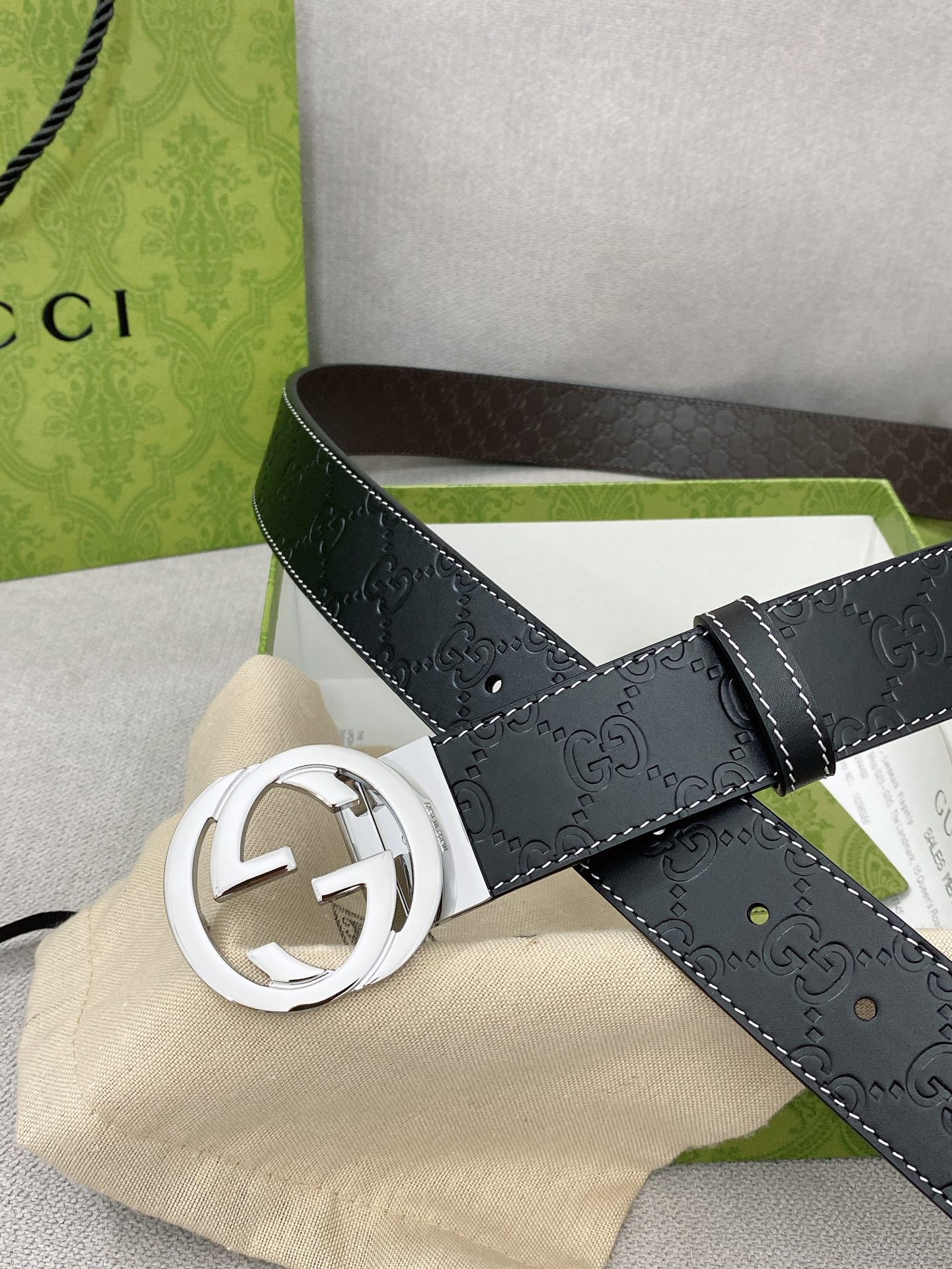 Gucci Male Leather Belt Top Grain Leather M