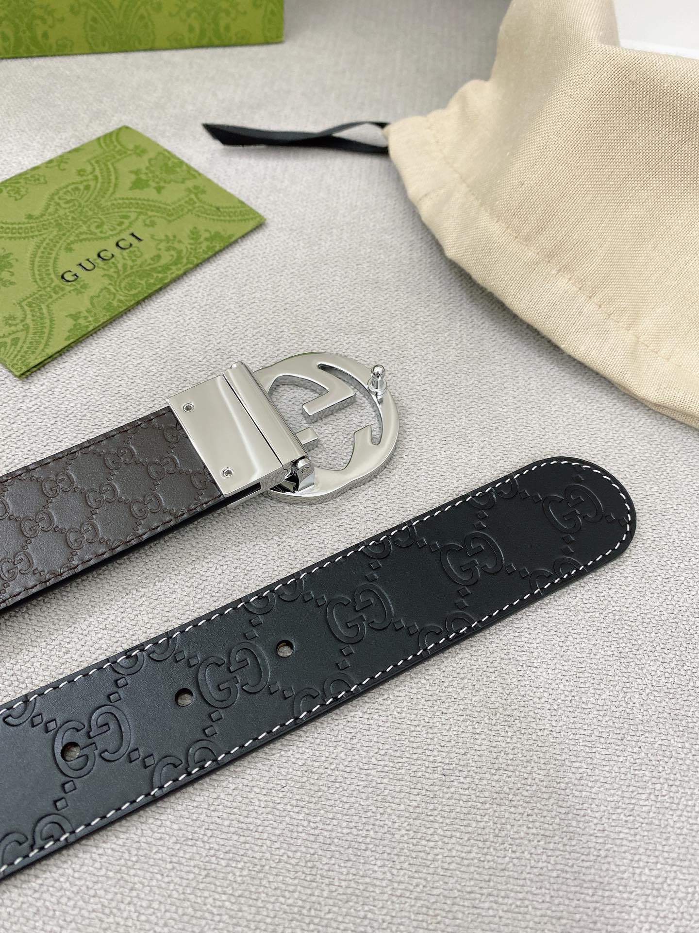 Gucci Male Leather Belt Top Grain Leather M