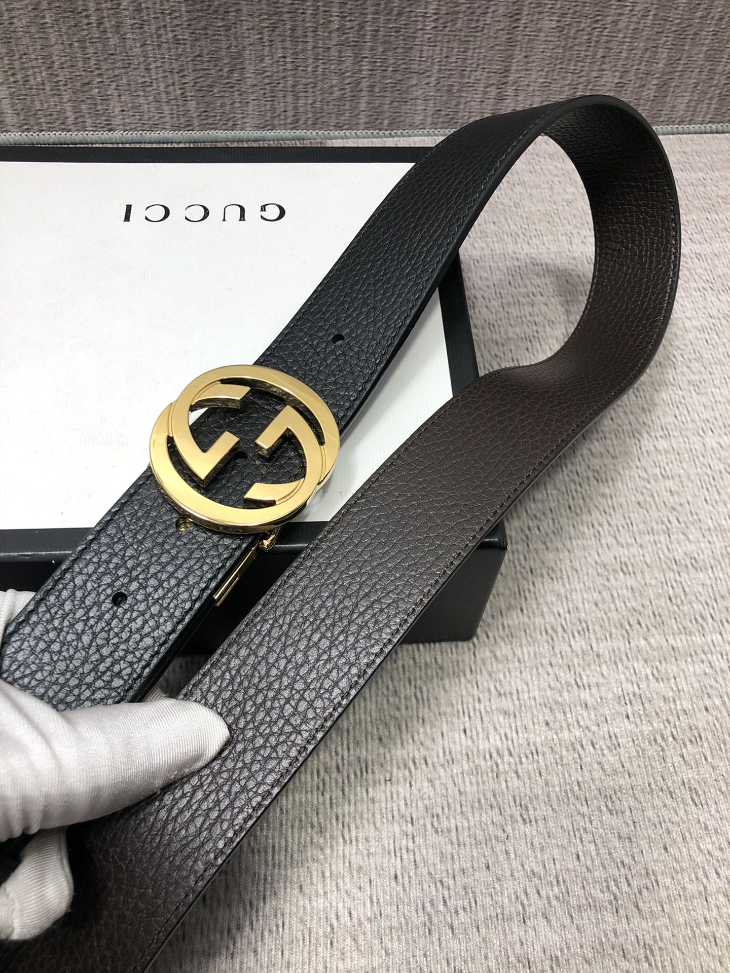 Gucci Male Leather Belt Top Grain Leather