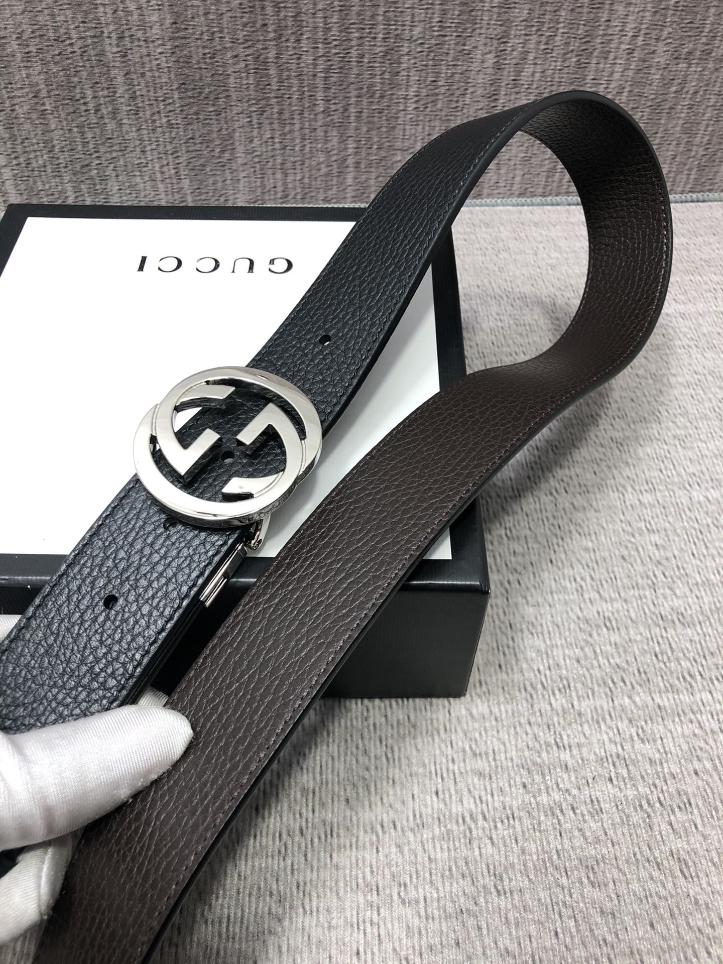 Gucci Male Leather Belt Top Grain Leather
