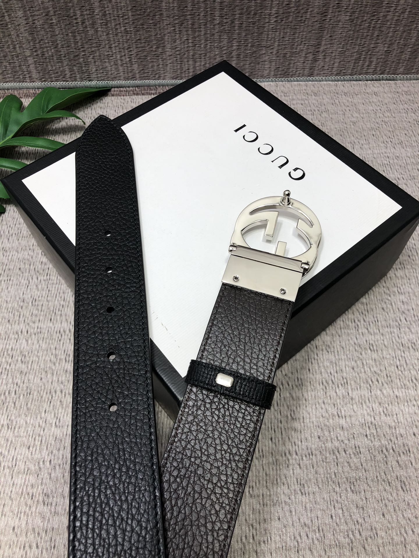 Gucci Male Leather Belt Top Grain Leather