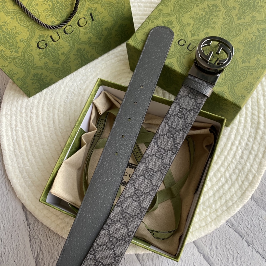 Gucci Male Basic Belt Gray Waterproof 38mm