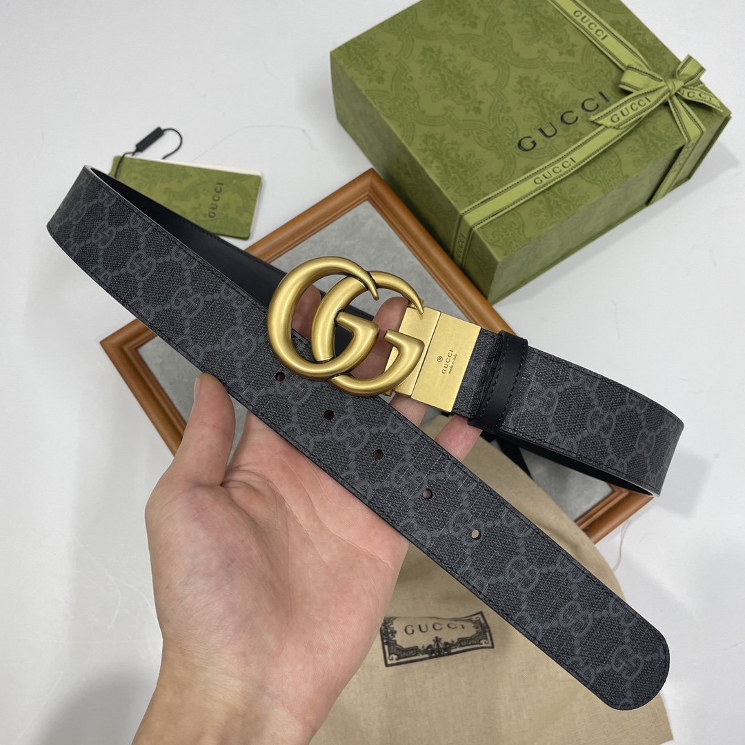 Gucci Basic Belt Cow Leather Black S-m