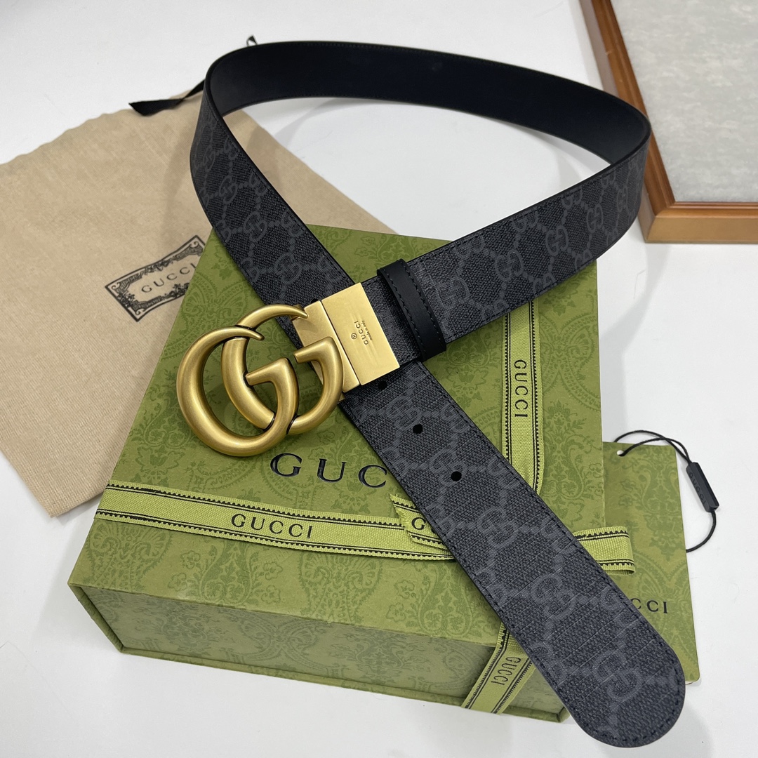 Gucci Basic Belt Cow Leather Black S-m