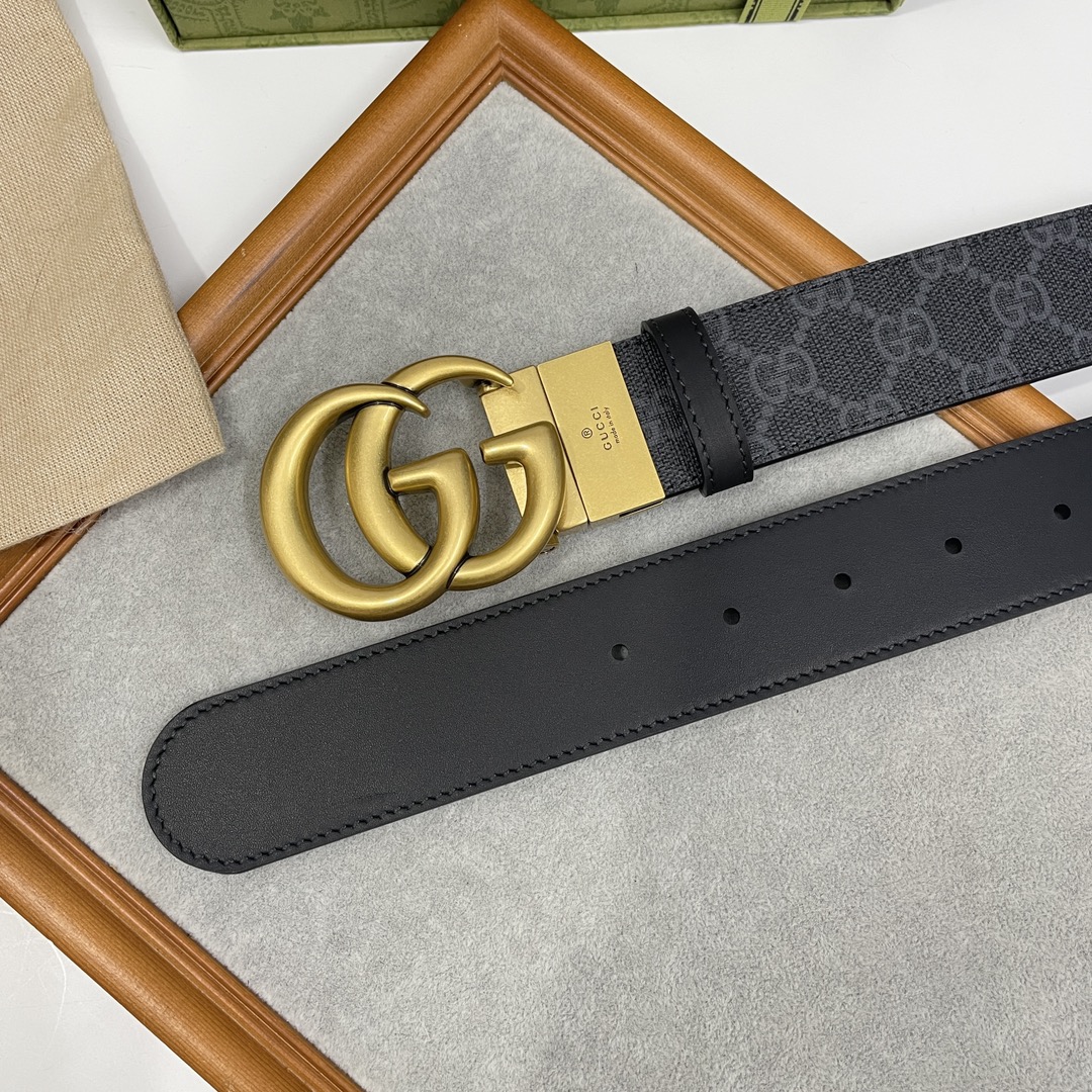 Gucci Basic Belt Cow Leather Black S-m