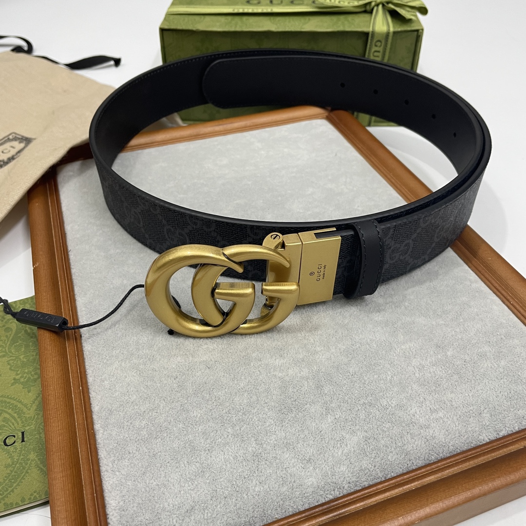 Gucci Basic Belt Cow Leather Black S-m