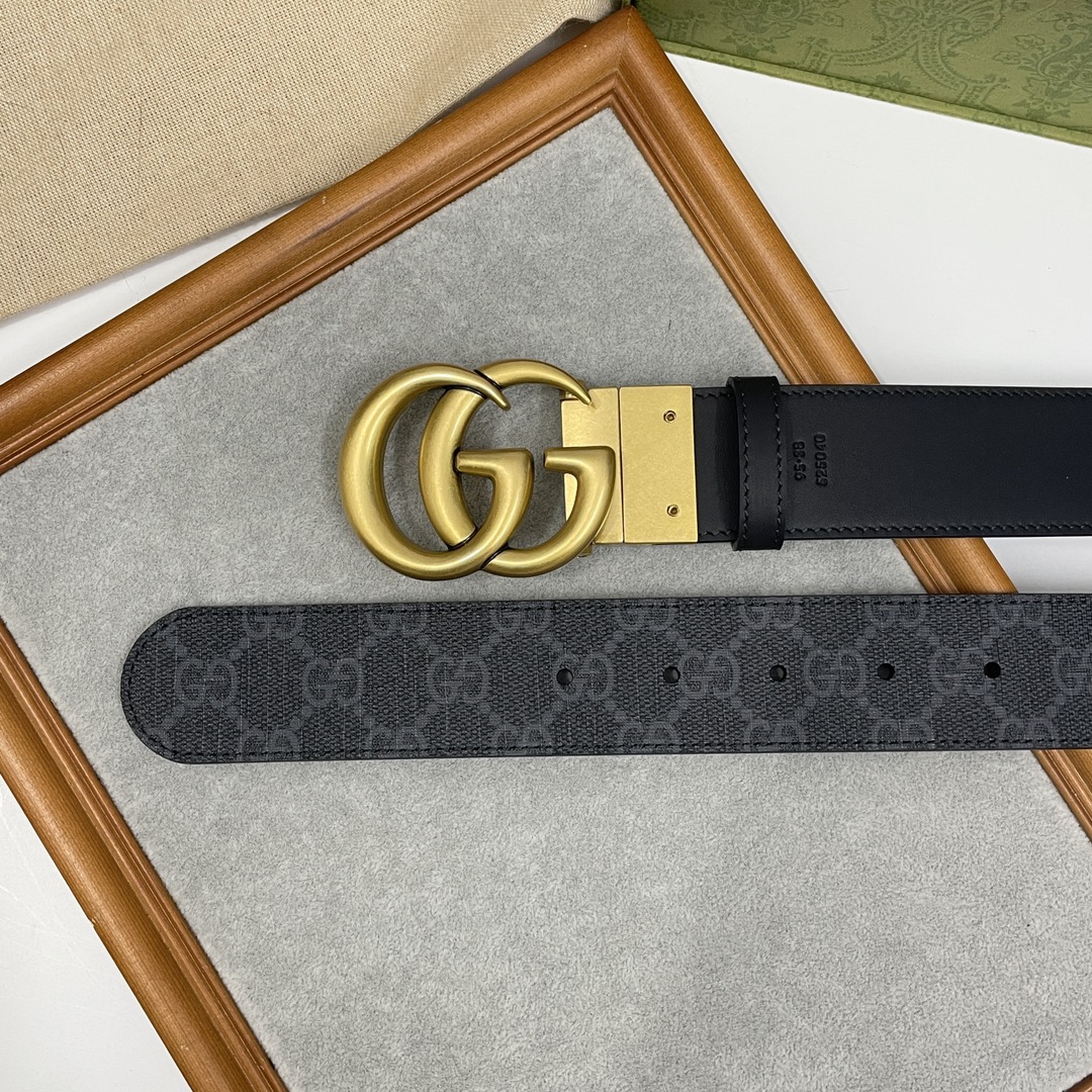 Gucci Basic Belt Cow Leather Black S-m