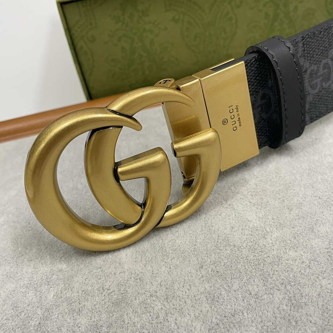 Gucci Basic Belt Cow Leather Black S-m