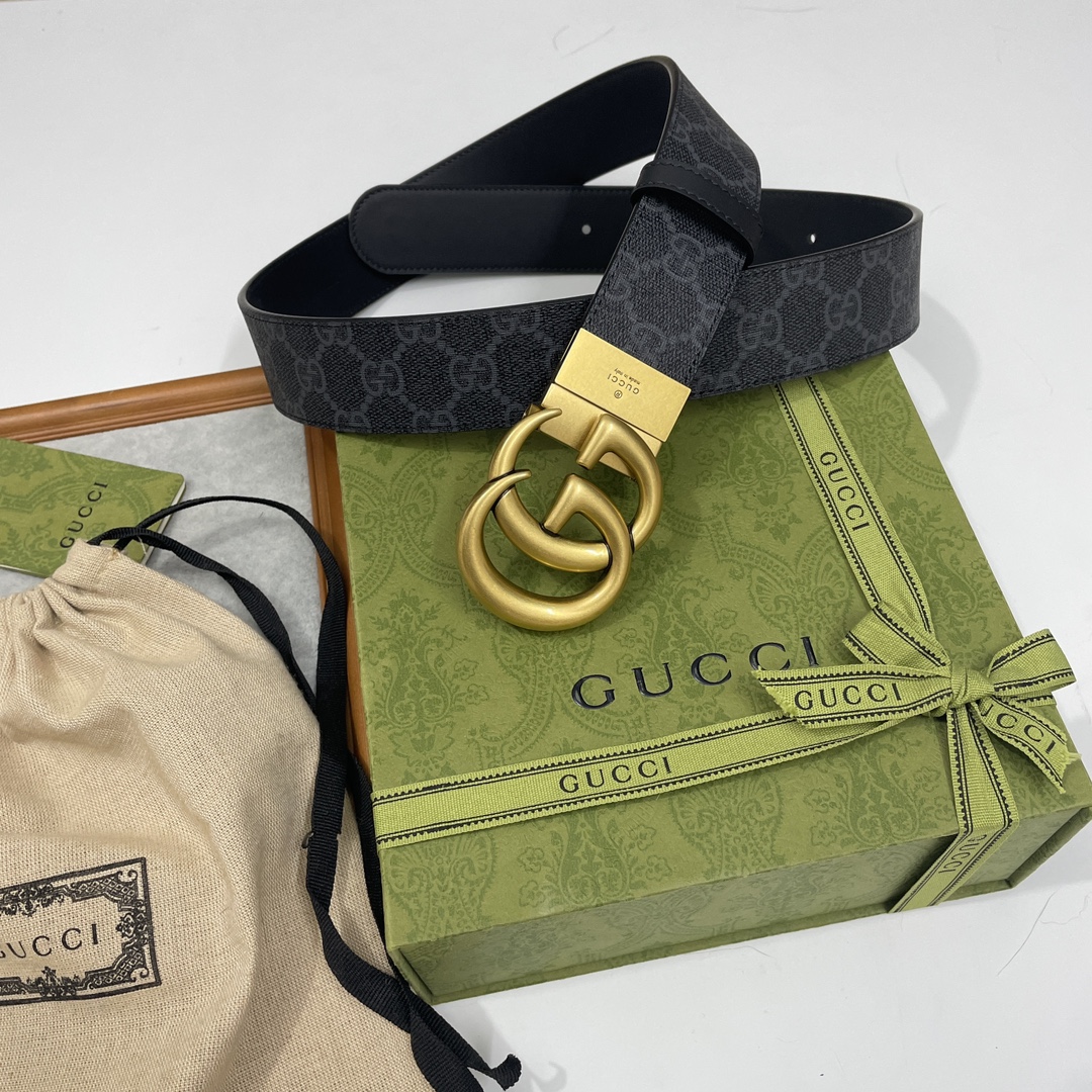Gucci Basic Belt Cow Leather Black S-m