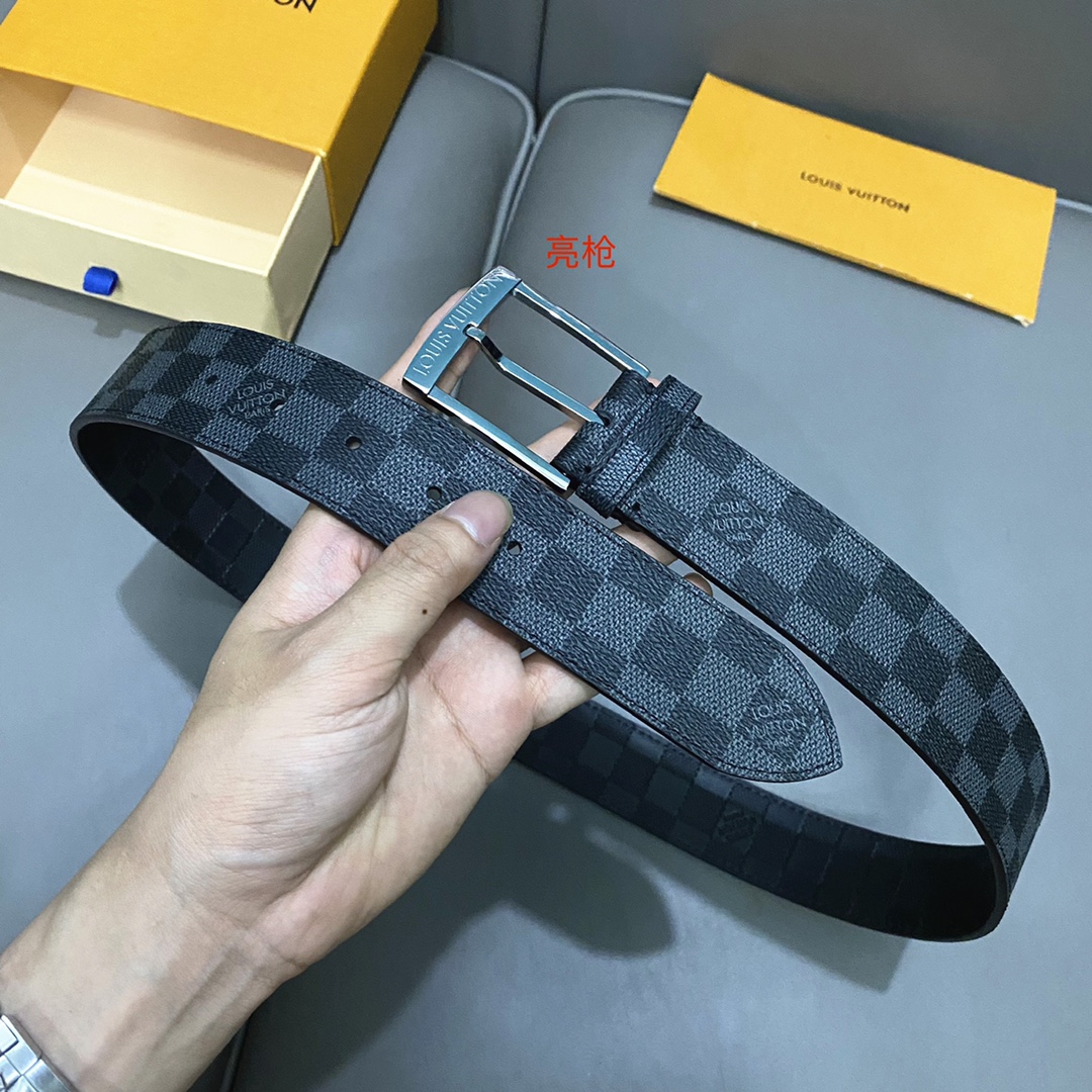 Louis Vuitton Basic Belt Cow Leather Black 40mm-m-l