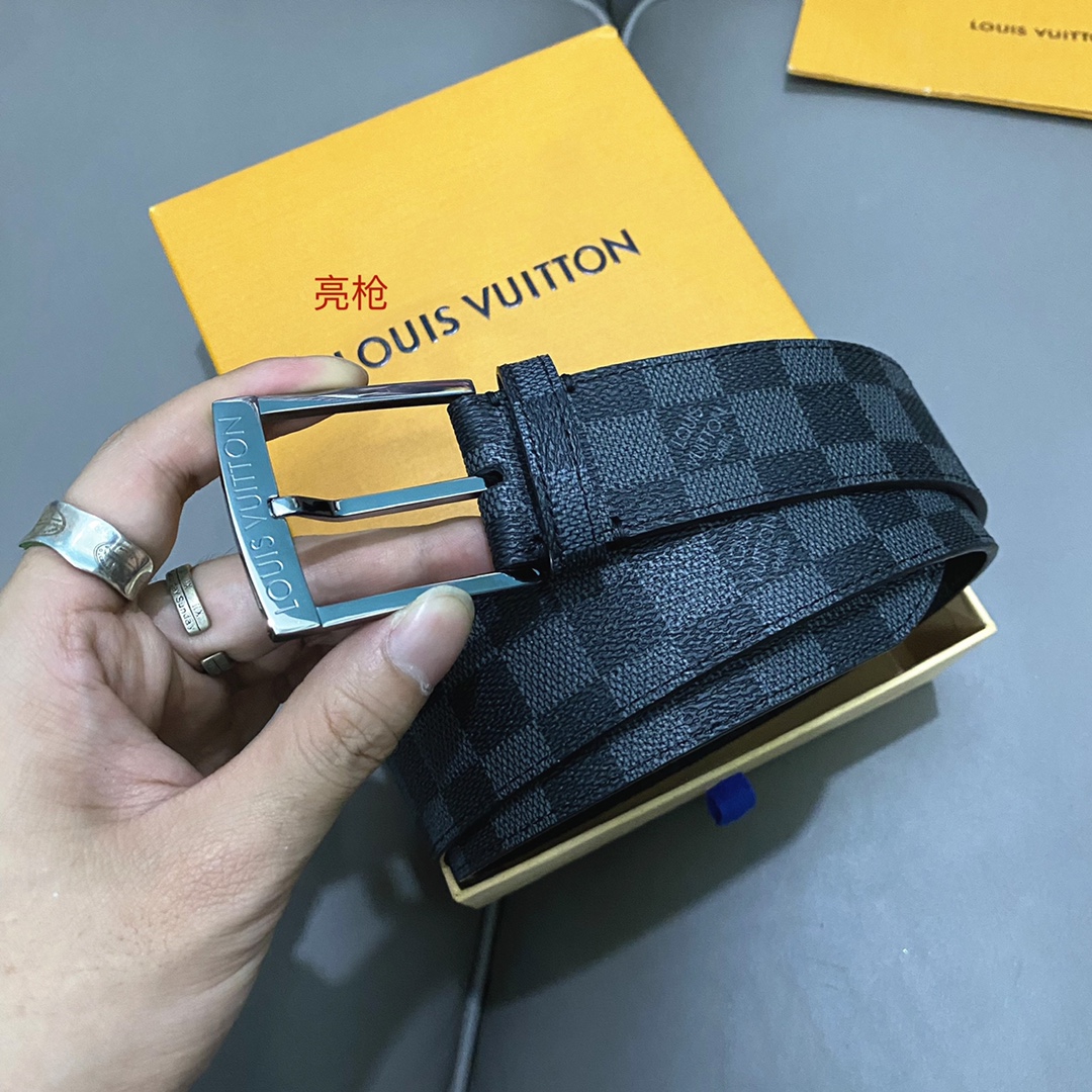 Louis Vuitton Basic Belt Cow Leather Black 40mm-m-l