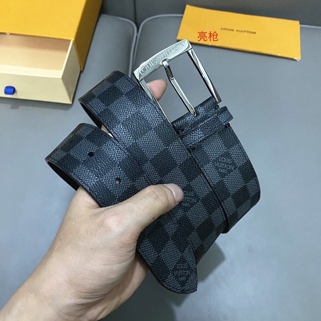 Louis Vuitton Basic Belt Cow Leather Black 40mm-m-l