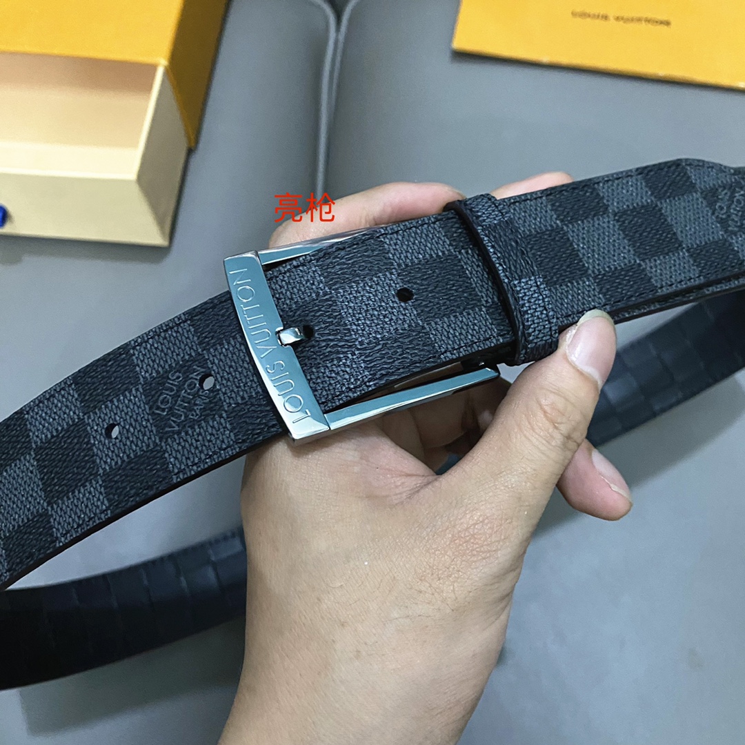 Louis Vuitton Basic Belt Cow Leather Black 40mm-m-l