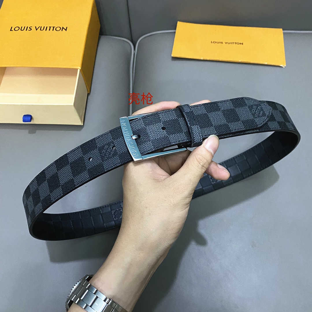 Louis Vuitton Basic Belt Cow Leather Black 40mm-m-l