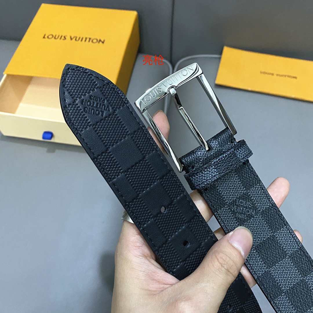 Louis Vuitton Basic Belt Cow Leather Black 40mm-m-l