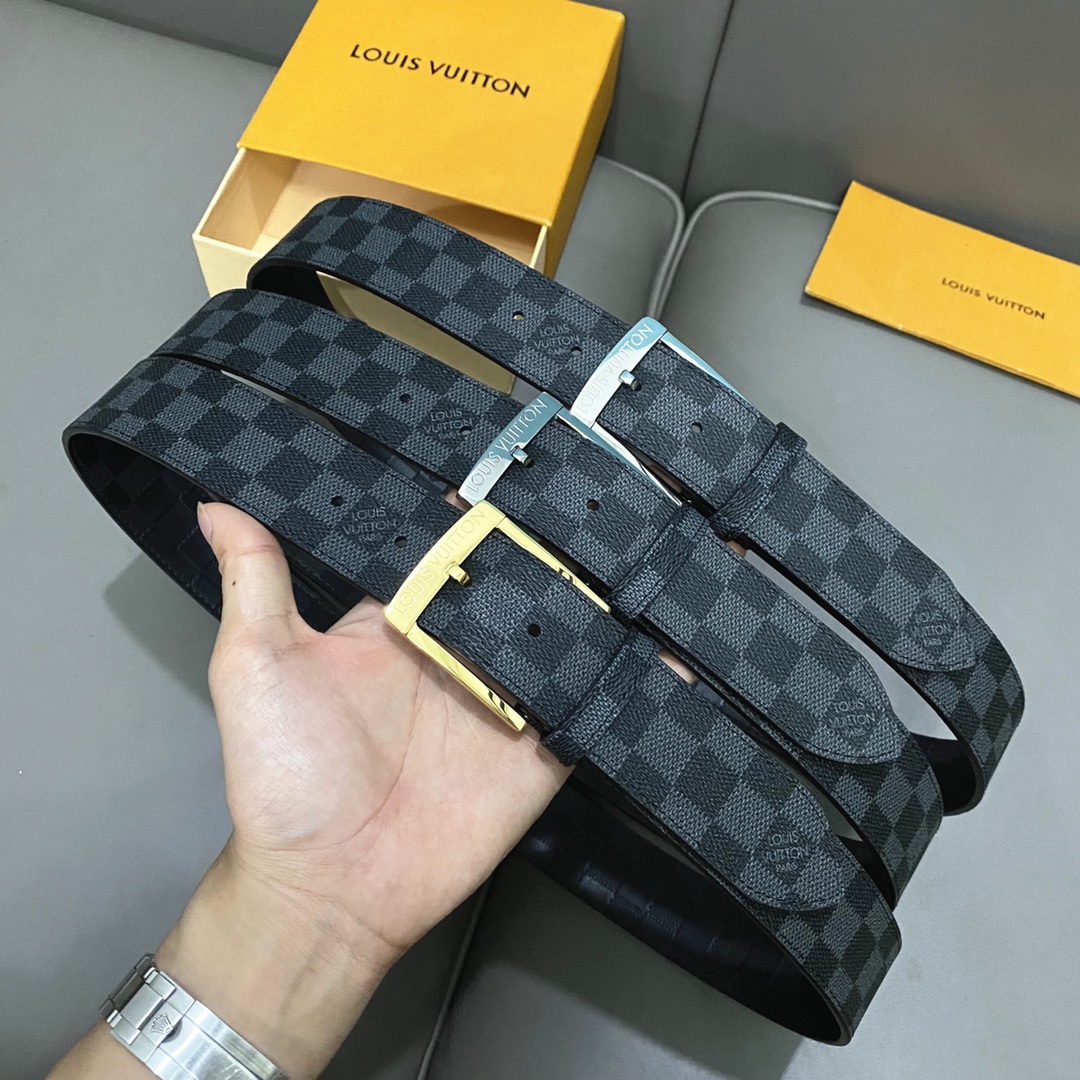 Louis Vuitton Basic Belt Cow Leather Black 40mm-m-l