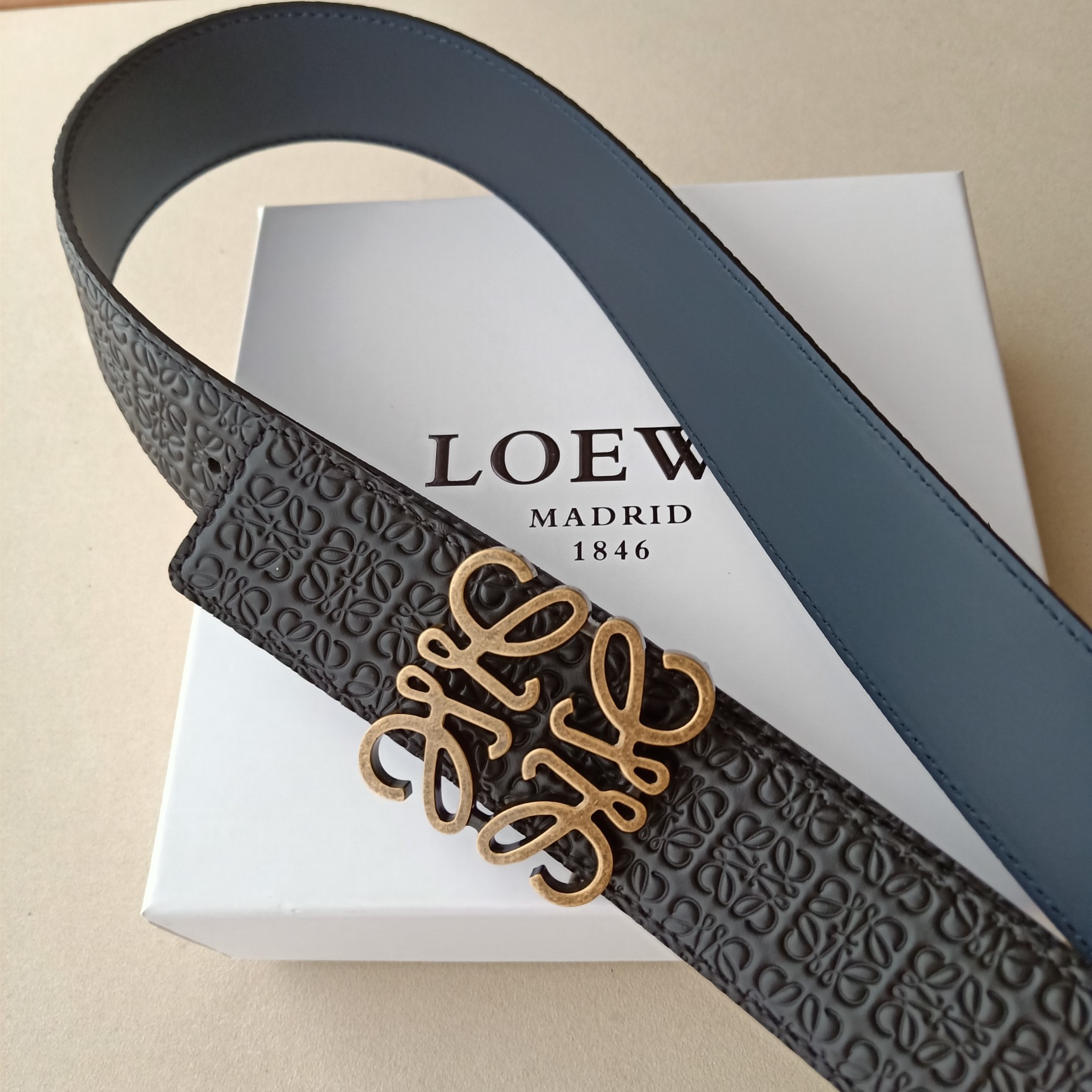 Loewe Male Leather Belt Top Grain Leather 40mm