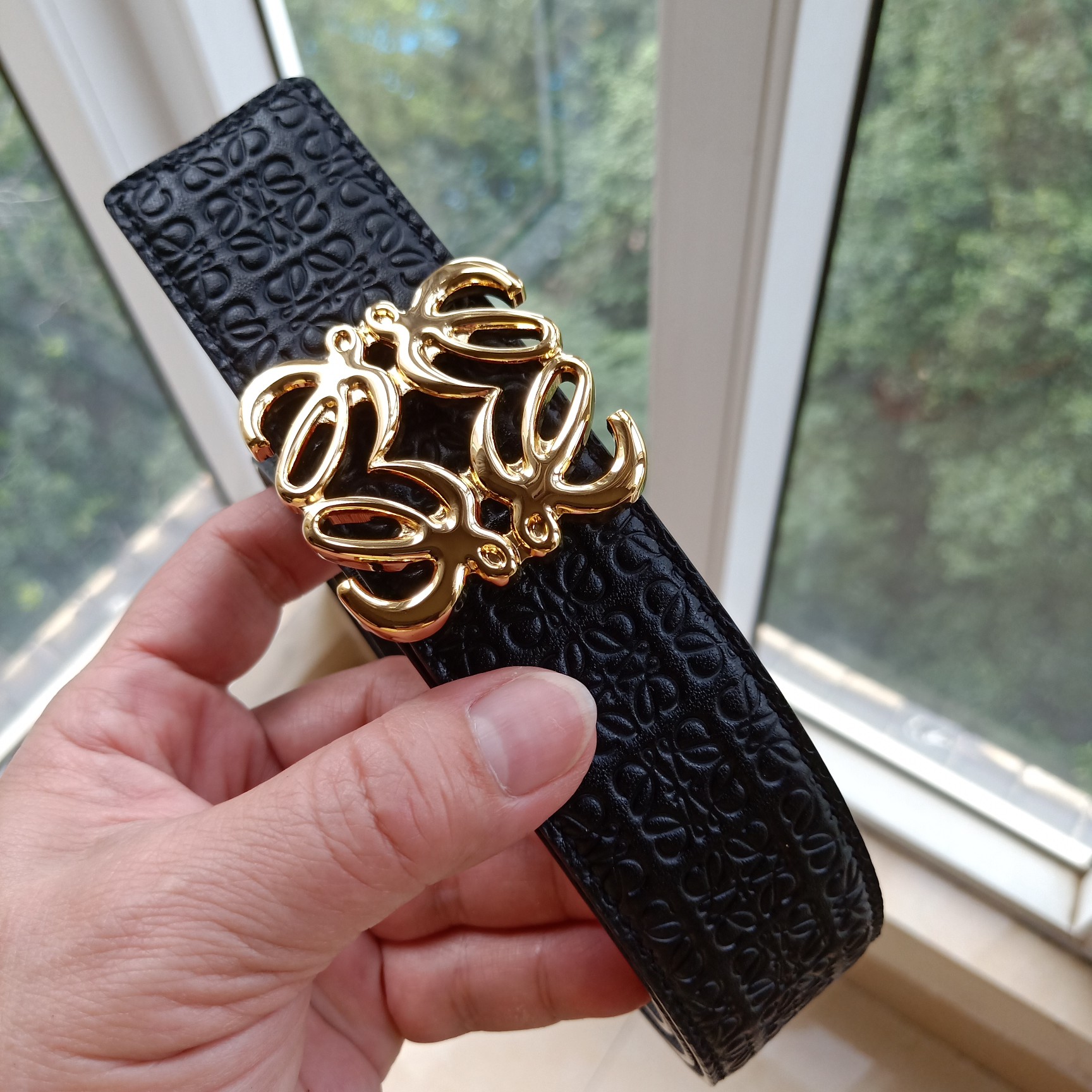 Loewe Male Leather Belt Top Grain Leather 8mm