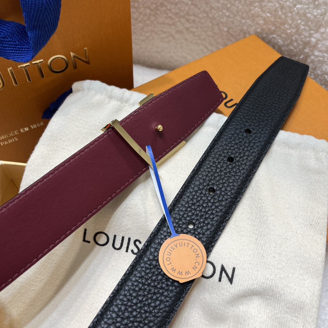 Louis Vuitton Male Leather Belt Cow Leather M