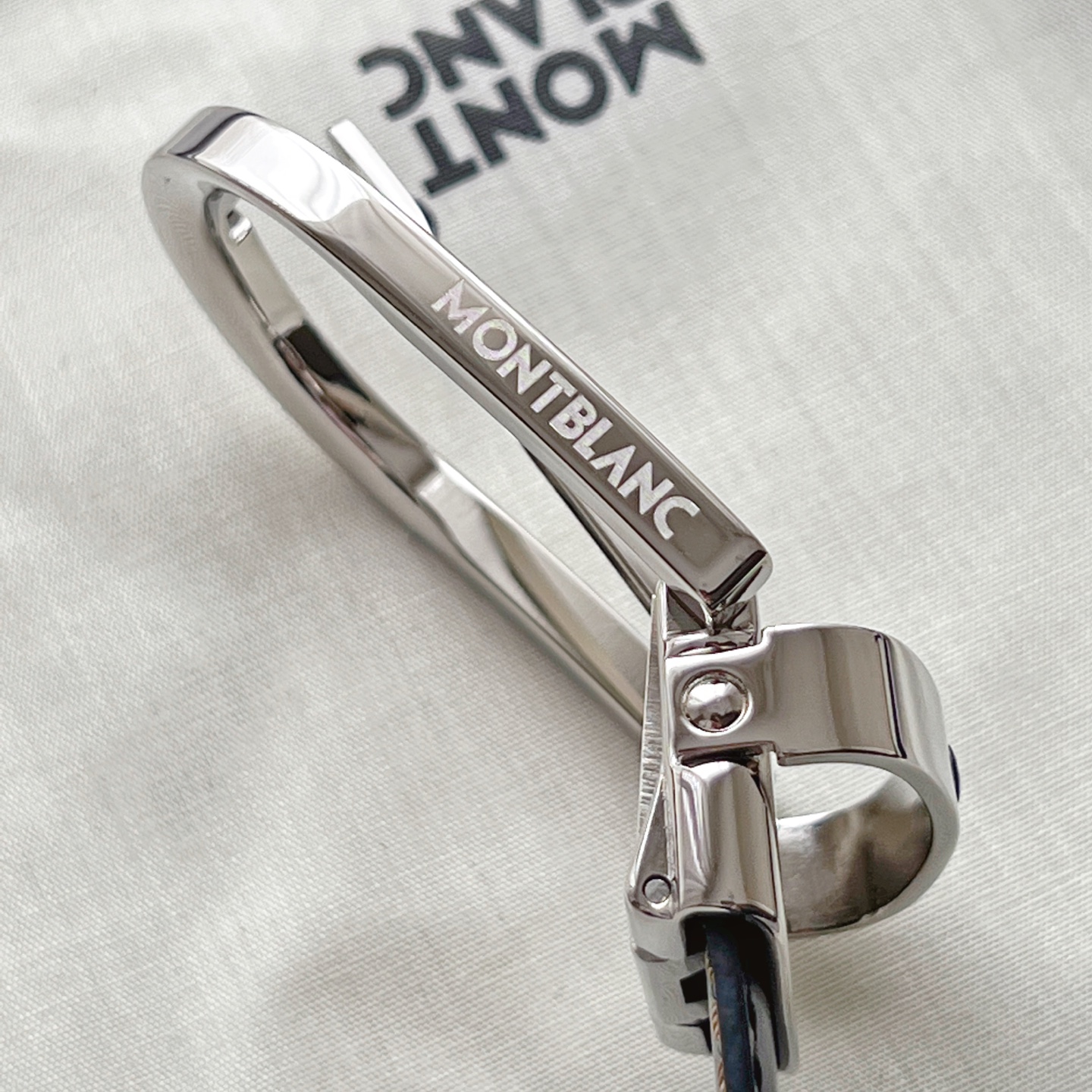 Montblanc Leather Belt Cow Leather Black Adjustable M