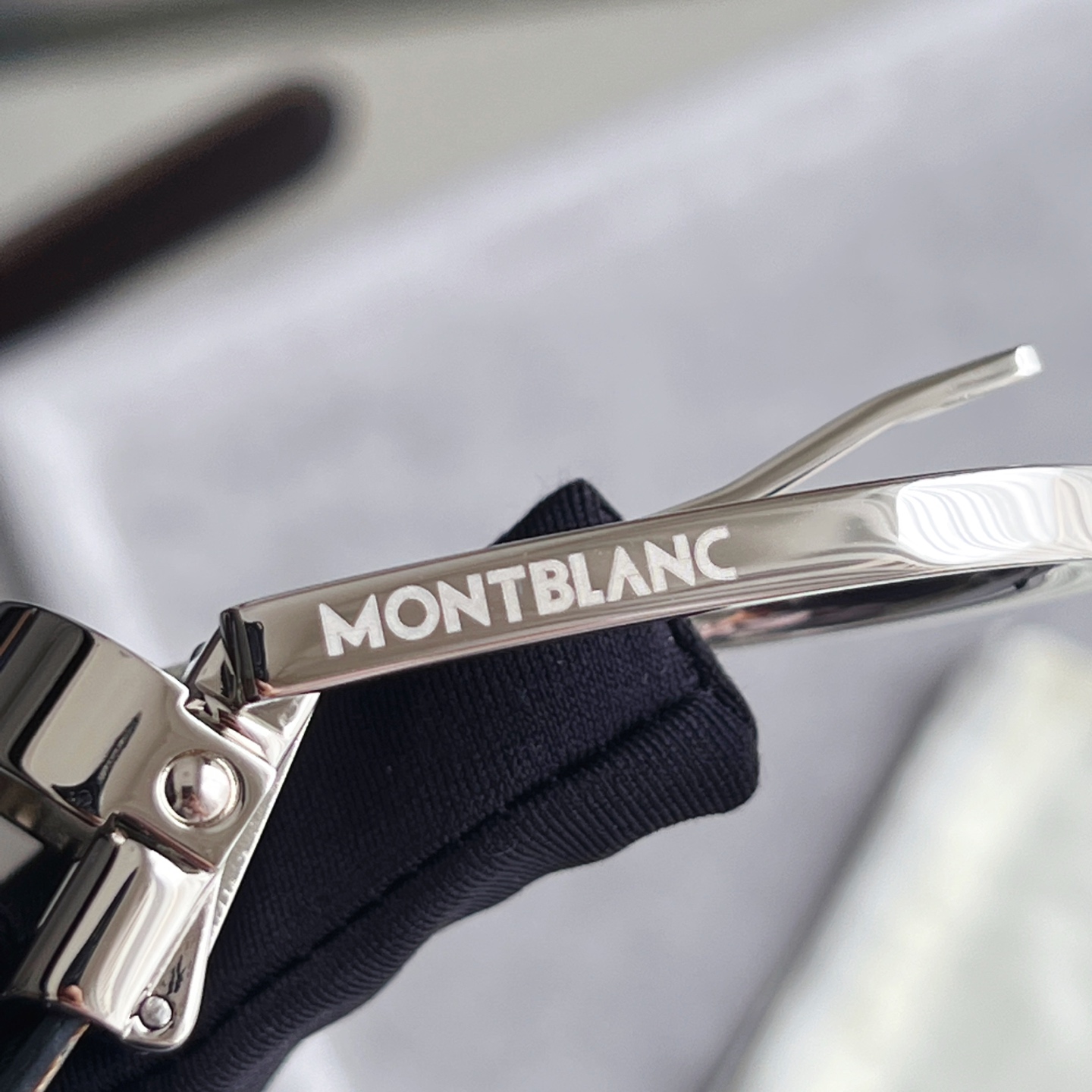 Montblanc Leather Belt Cow Leather Black Adjustable M