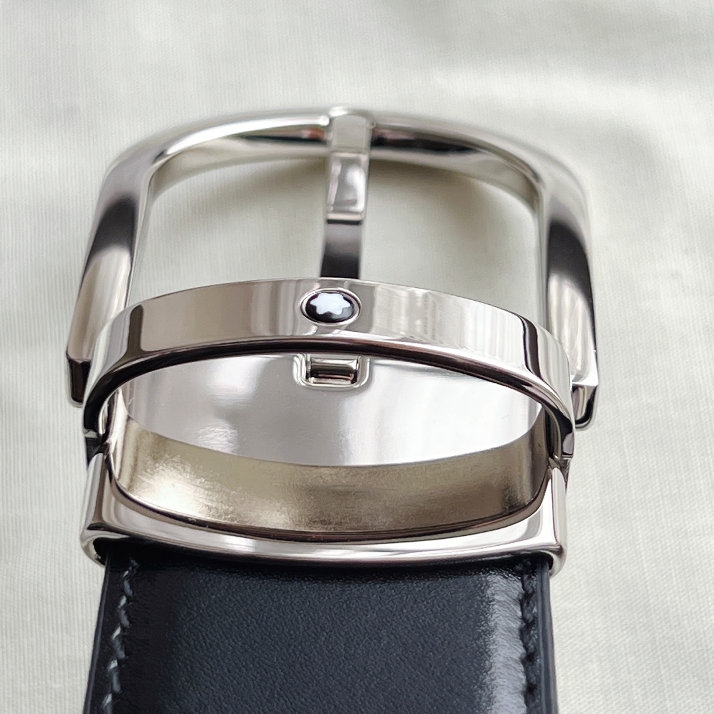 Montblanc Leather Belt Cow Leather Black Adjustable M