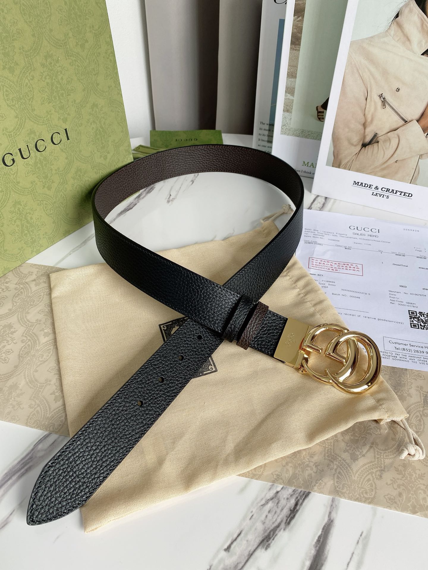 Gucci Leather Belt Top Grain Leather M