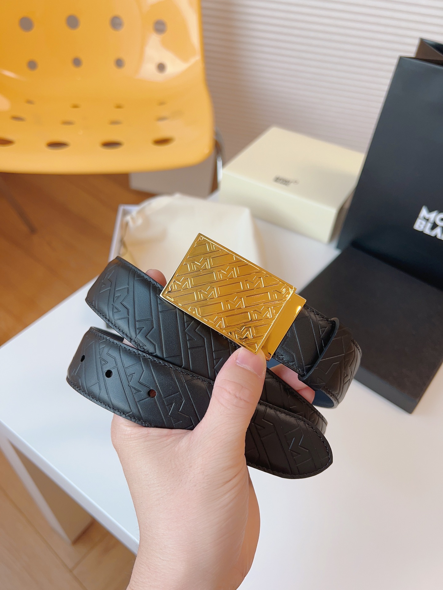 Montblanc Male Leather Belt Top Grain Leather M-l