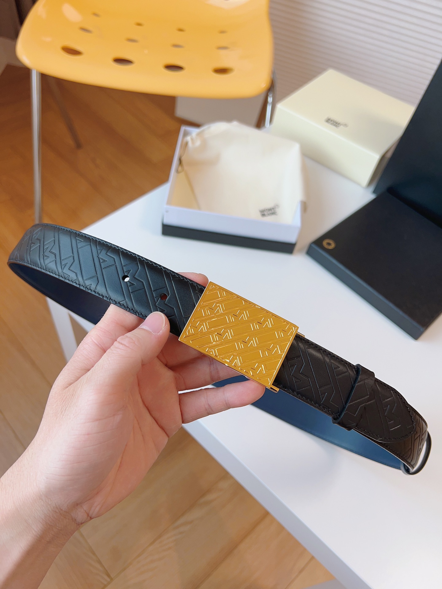 Montblanc Male Leather Belt Top Grain Leather M-l