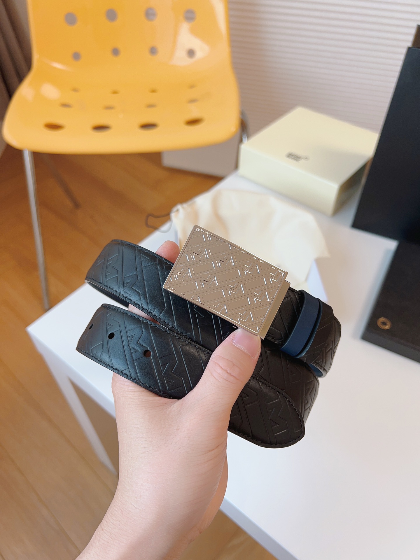 Montblanc Male Leather Belt Top Grain Leather M-l