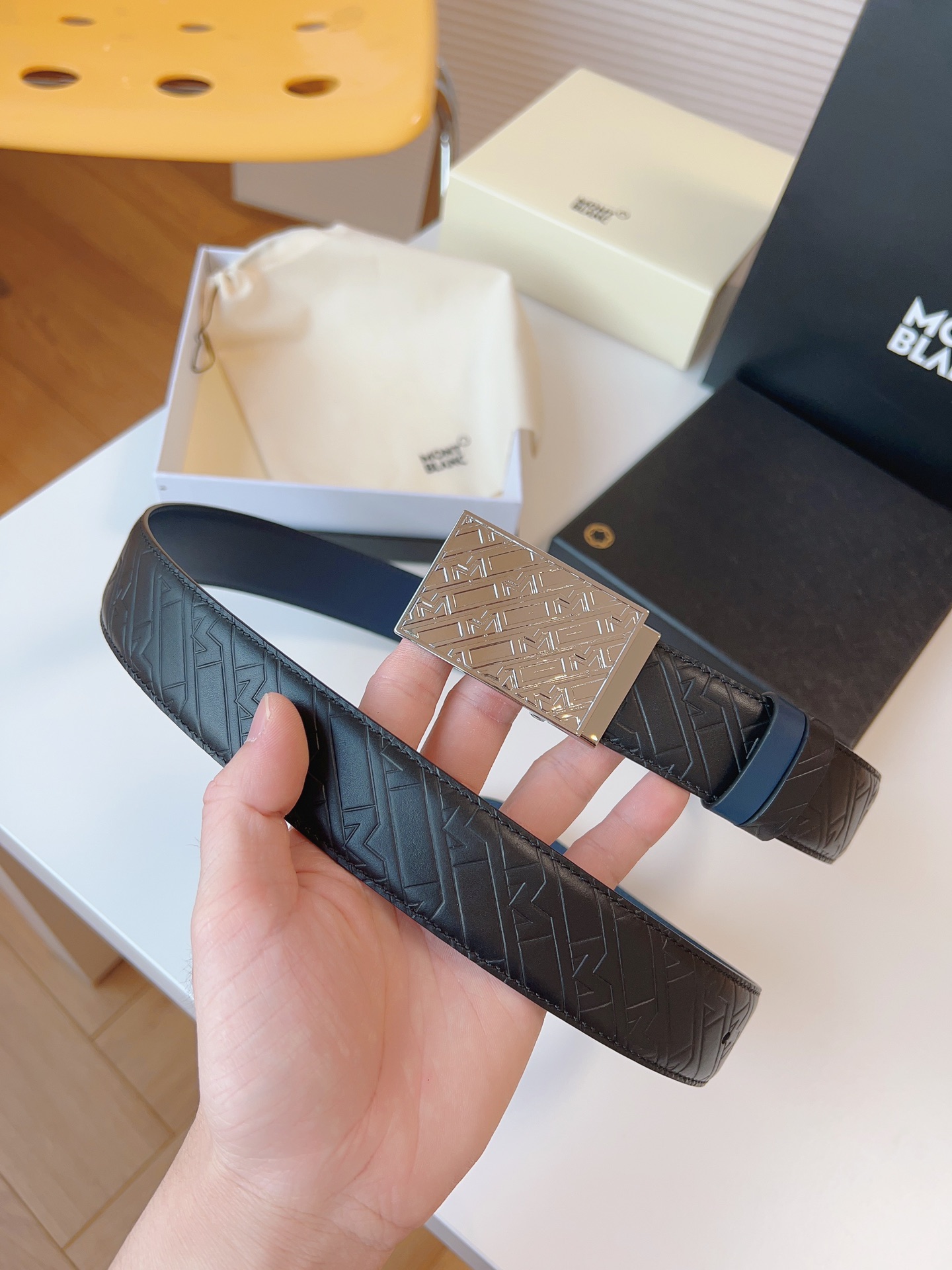 Montblanc Male Leather Belt Top Grain Leather M-l