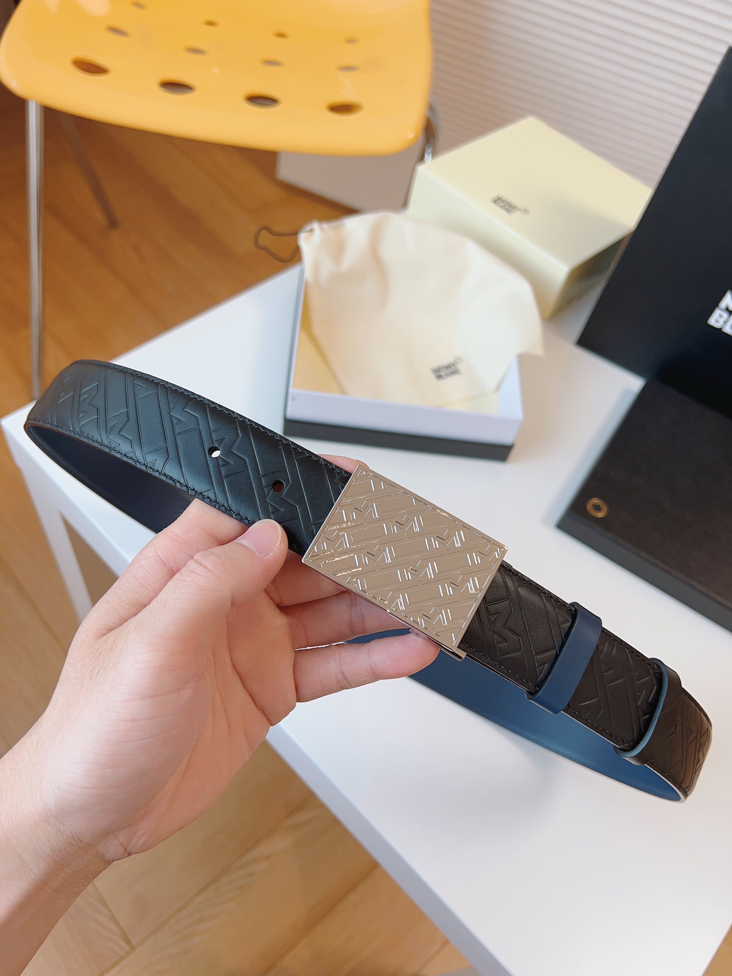 Montblanc Male Leather Belt Top Grain Leather M-l