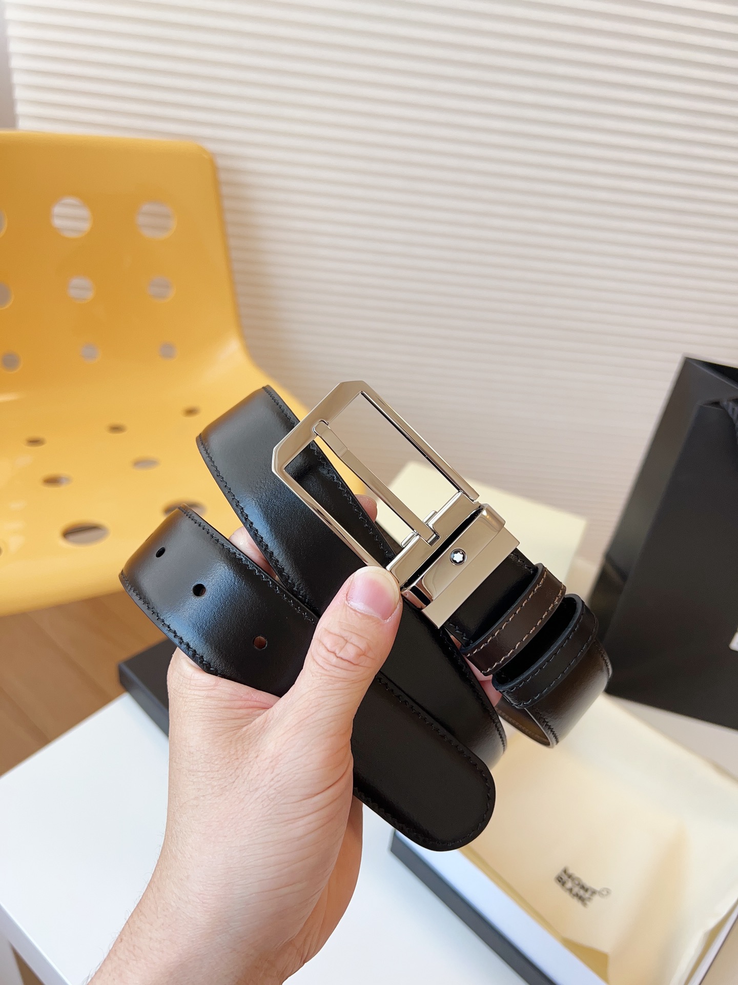 Montblanc Male Leather Belt Top Grain Leather M-l