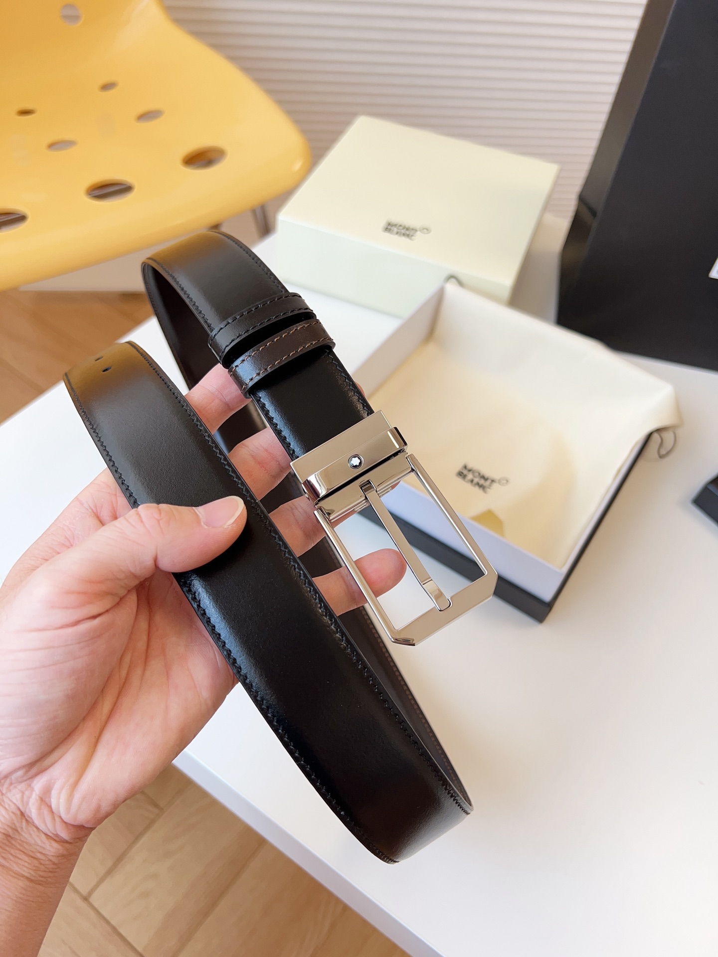 Montblanc Male Leather Belt Top Grain Leather M-l