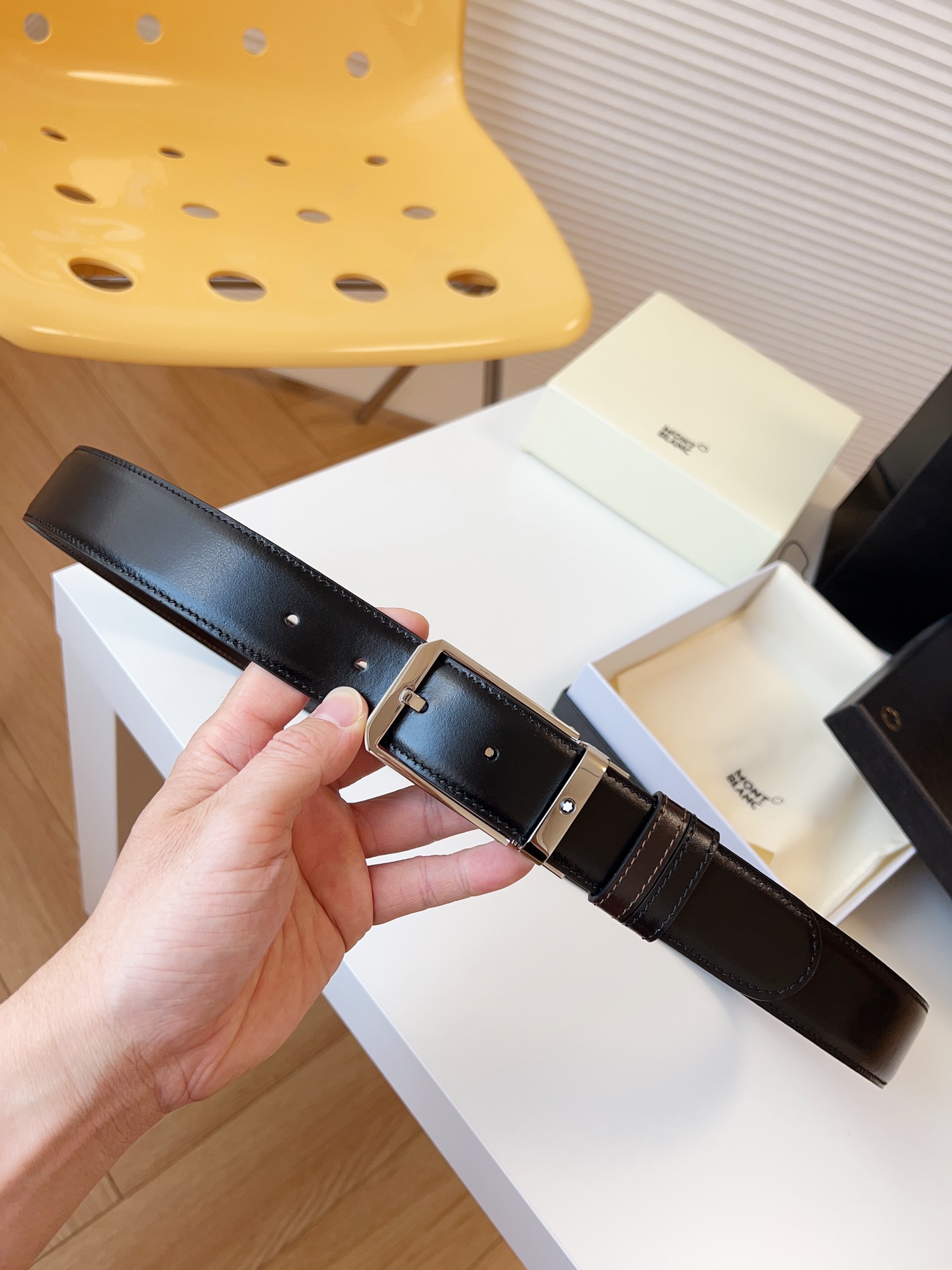 Montblanc Male Leather Belt Top Grain Leather M-l