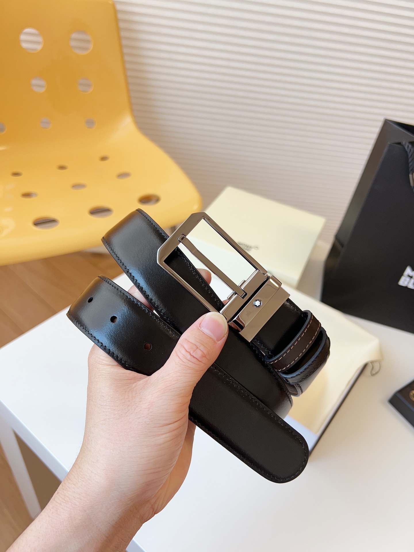 Montblanc Male Leather Belt Top Grain Leather M-l