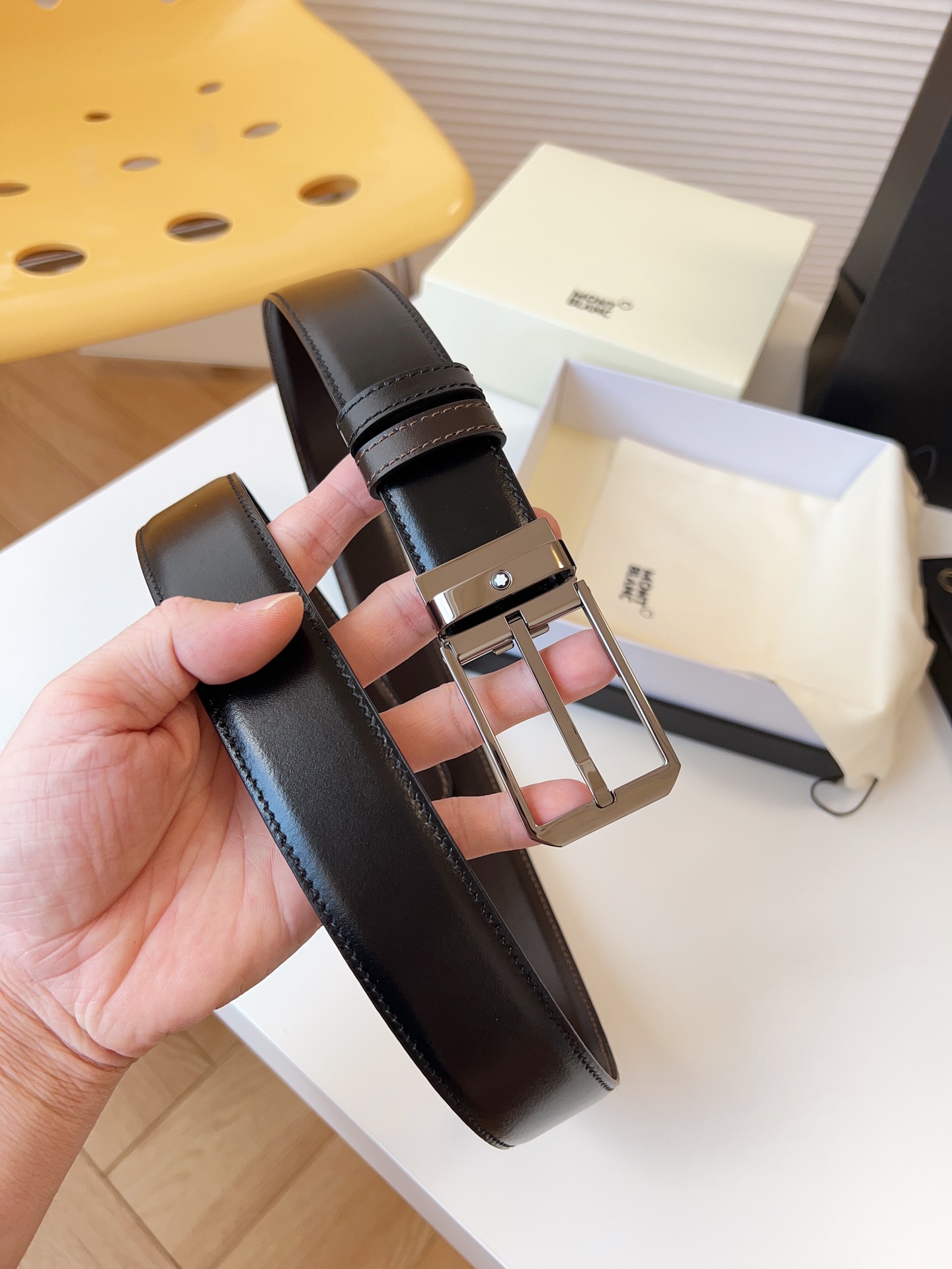 Montblanc Male Leather Belt Top Grain Leather M-l