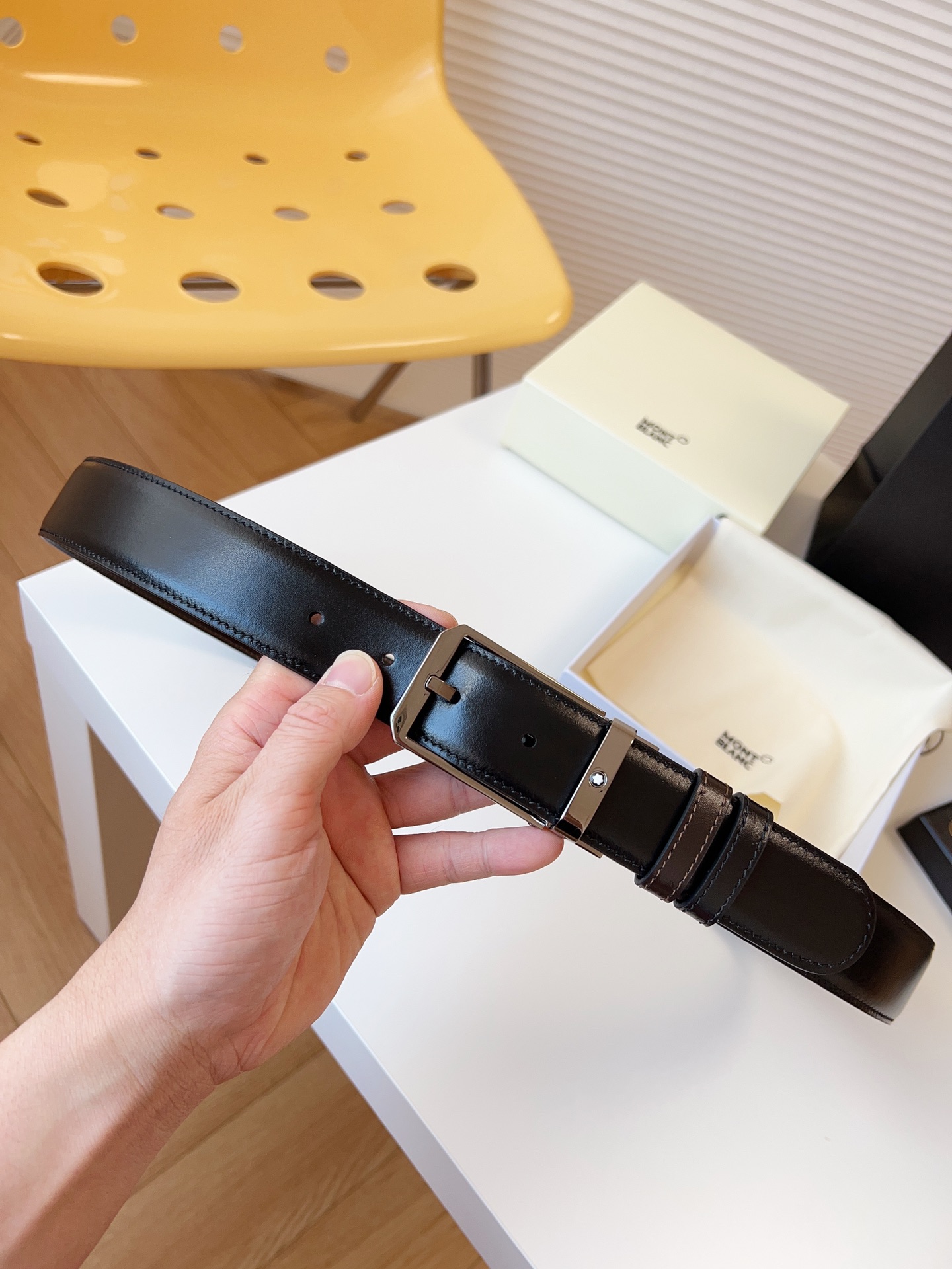 Montblanc Male Leather Belt Top Grain Leather M-l