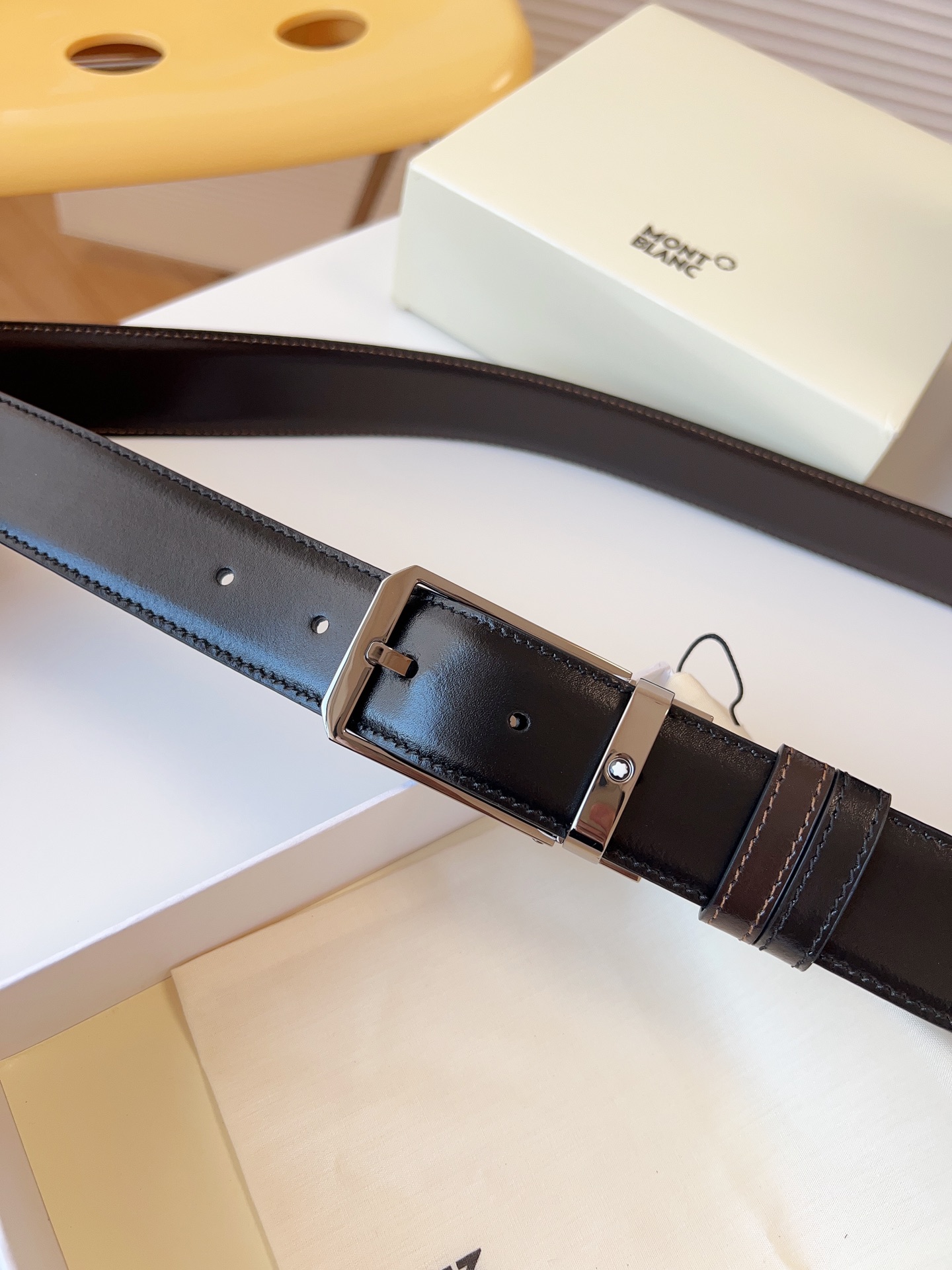 Montblanc Male Leather Belt Top Grain Leather M-l